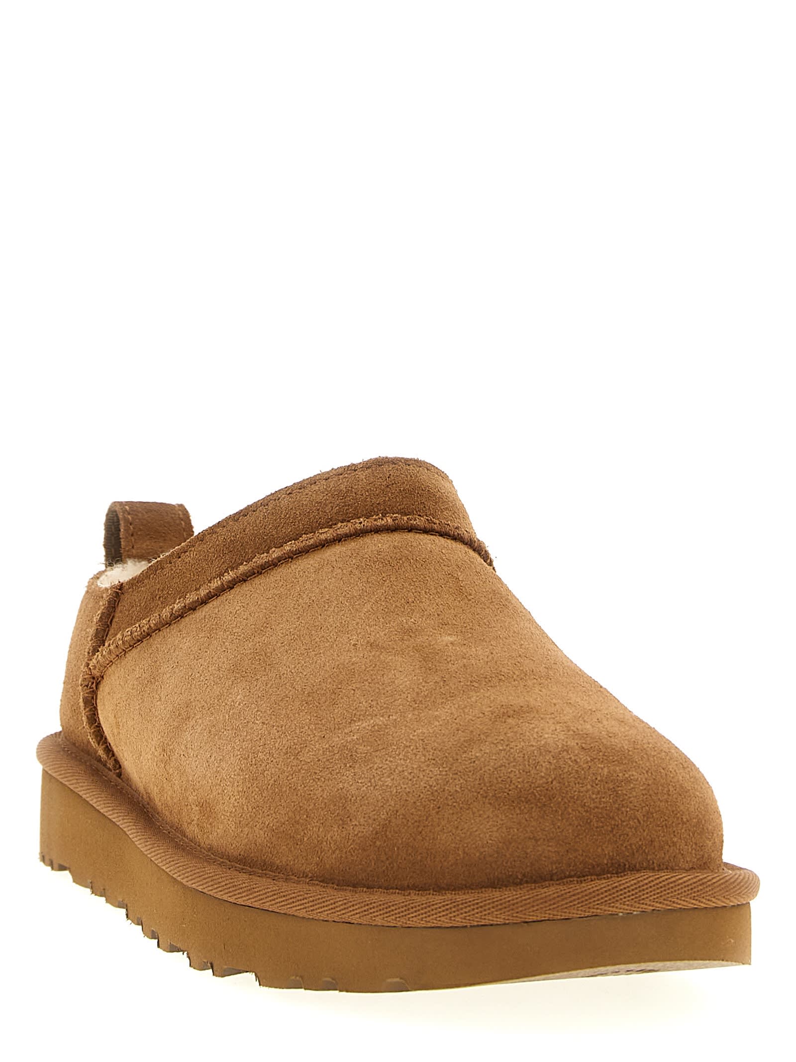 Ugg Classic Micro Beige Ankle Boots With Logo Embossed In Suede Woman In Multi