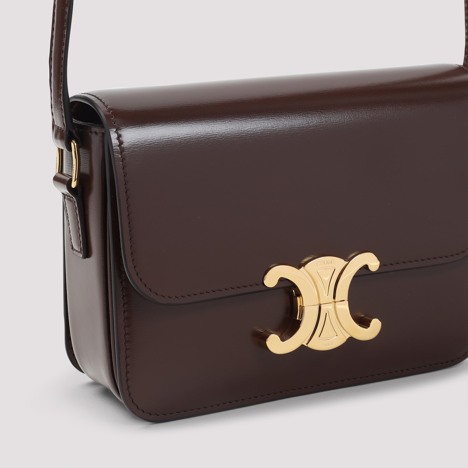 Celine Teen Triomphe Adjustable Strap Shoulder Bag In Brown