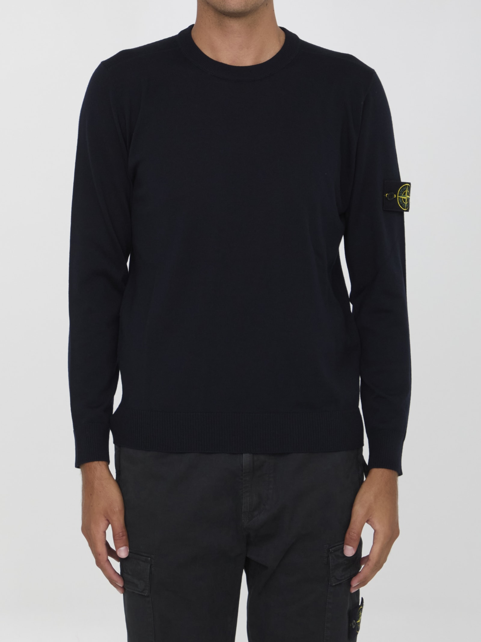 Shop Stone Island Wool Jumper In Bleu