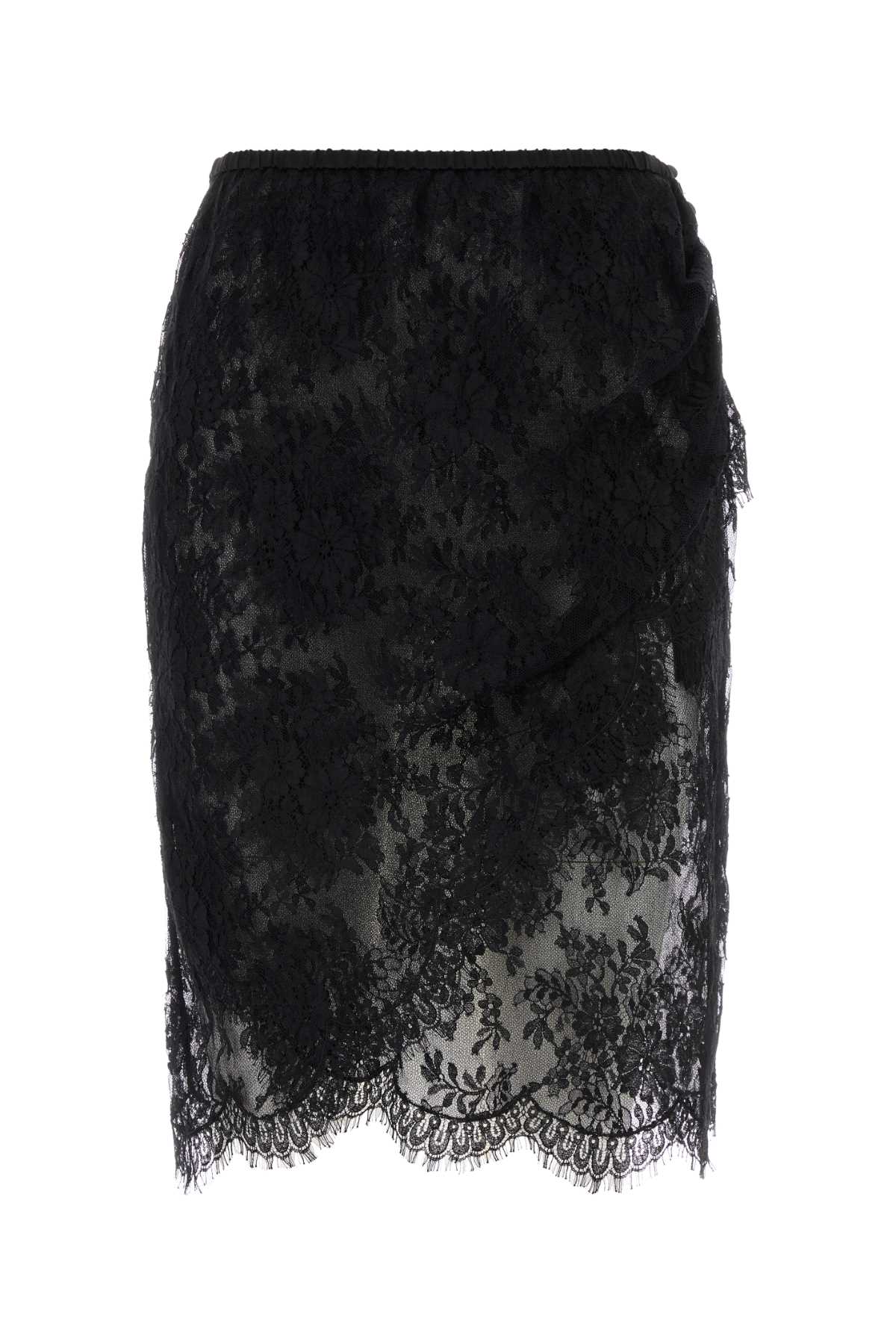 Shop Saint Laurent Black Lace Skirt In Noir