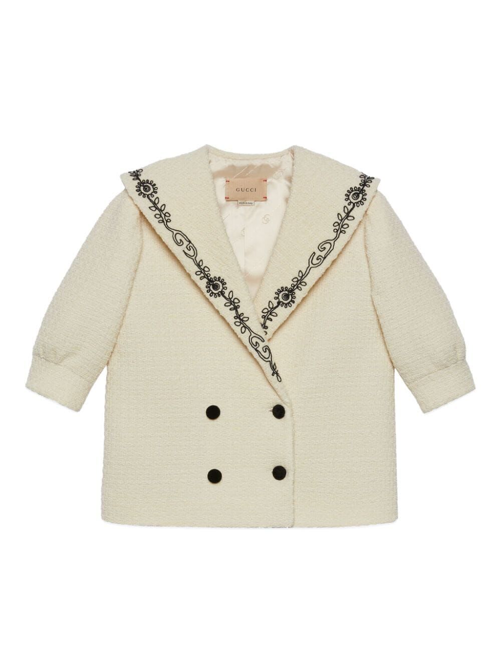 Shop Gucci Jacket Wool Boucle Tweed In White Snow Mix