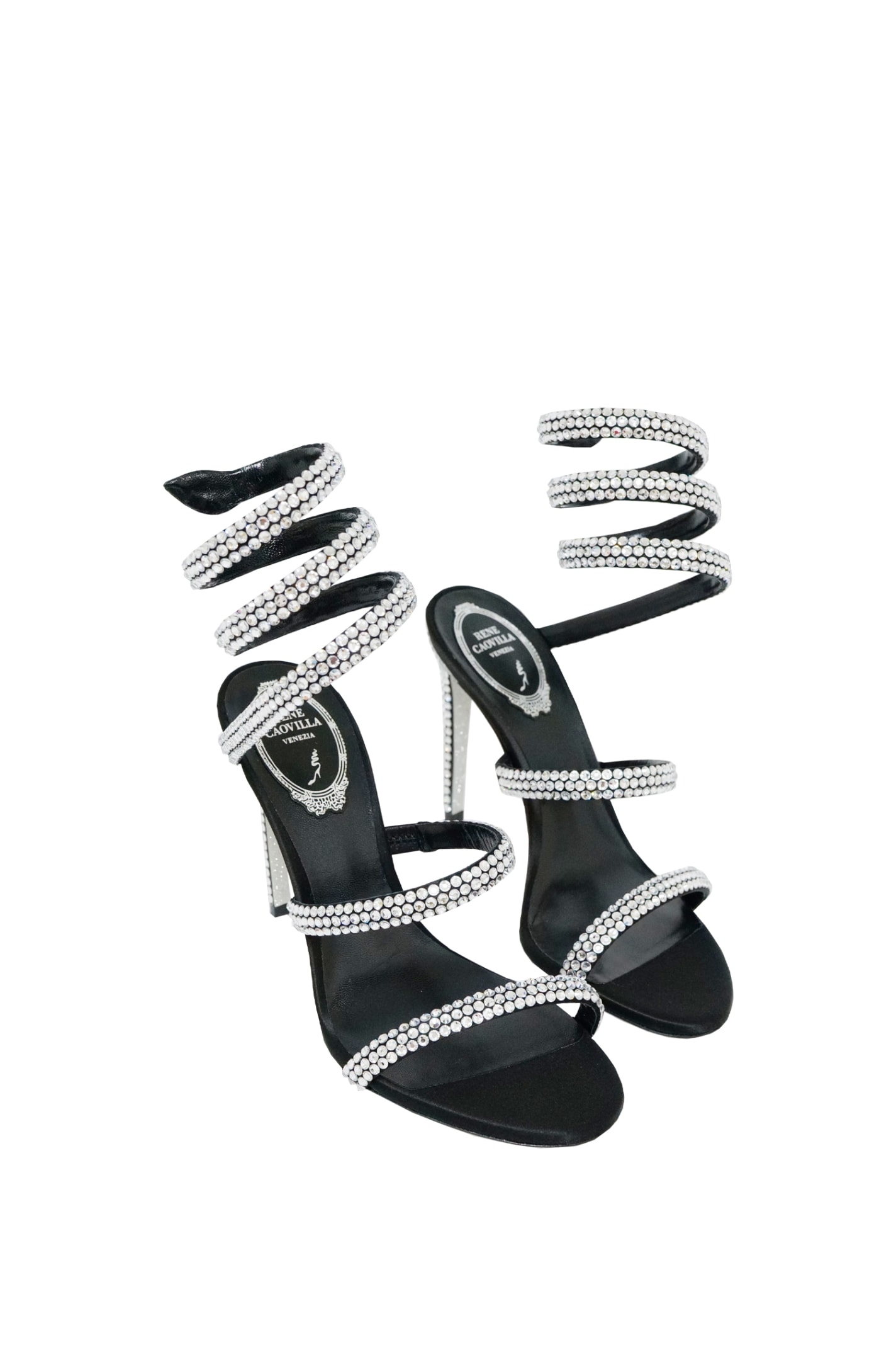 Shop René Caovilla Heeled Sandals In Silver