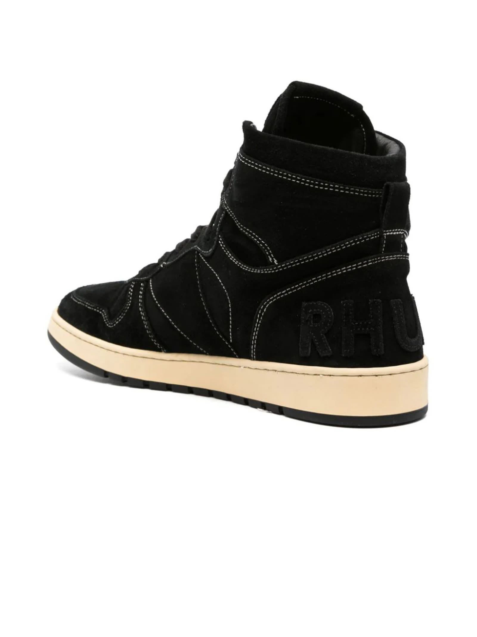 Shop Rhude Black Rhecess High-top Suede Sneakers In Black Sude