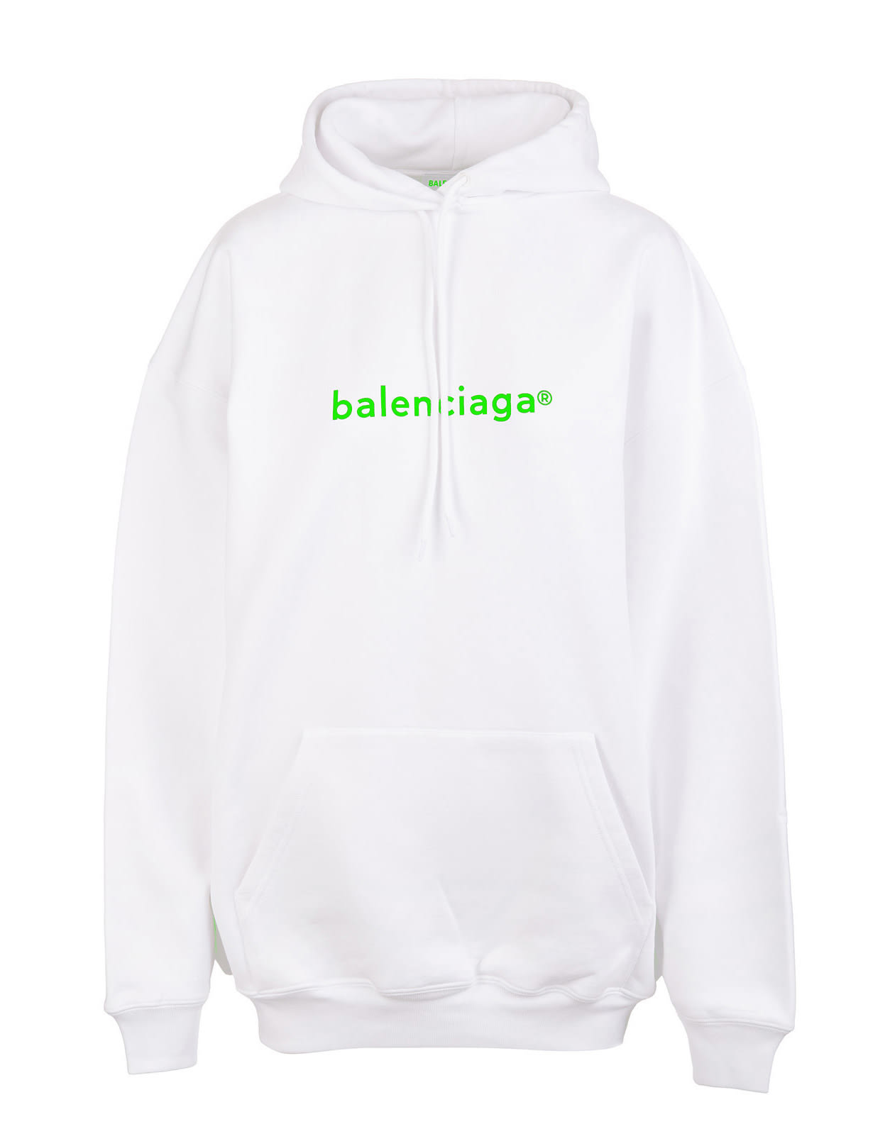 Balenciaga Unisex White And Fluo Green new Copyright Hoodie