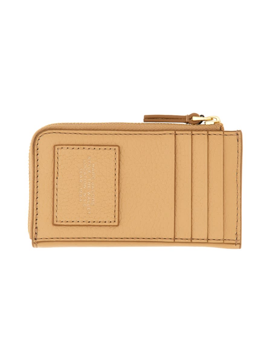 Marc Jacobs Leather Card Holder In Beige