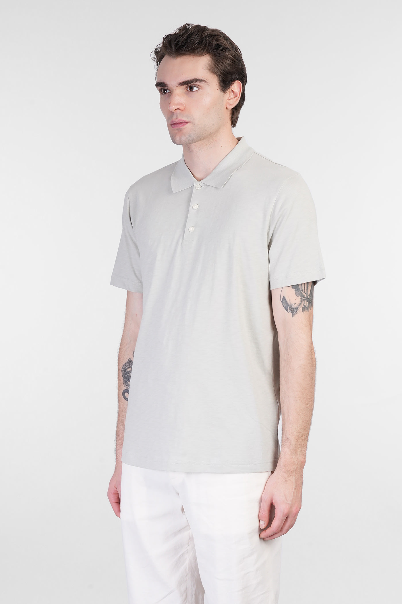 Theory Polo In Grey Cotton In Gray