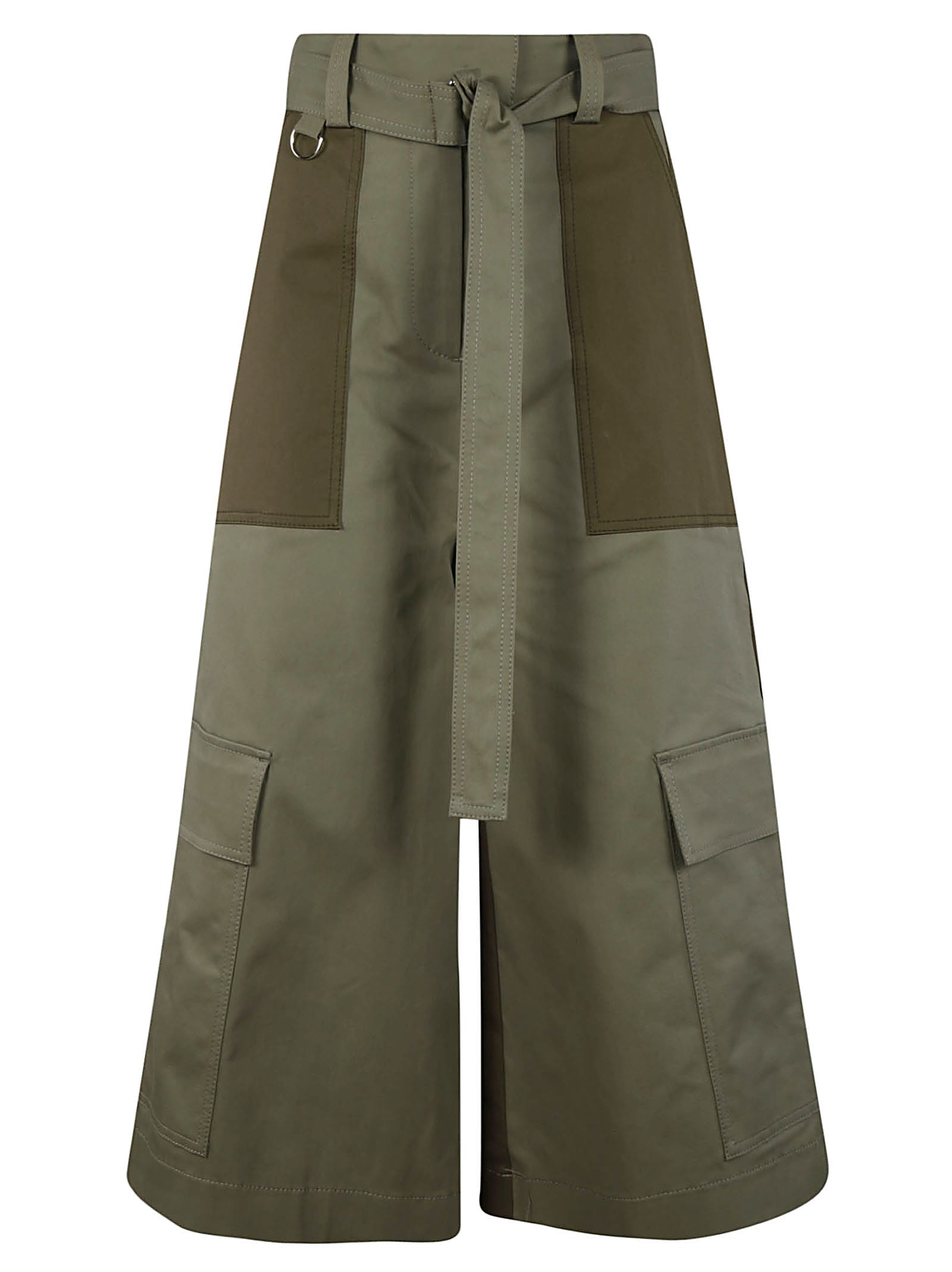 Msgm Flared Cropped Trousers In Green