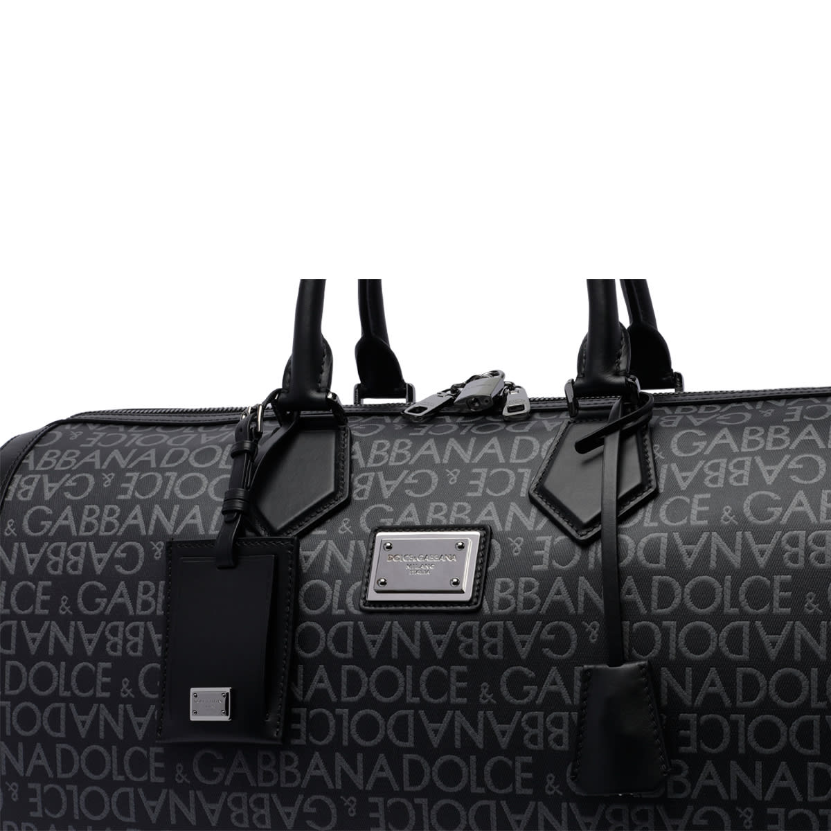 Shop Dolce & Gabbana Allover Logo Duffle Bag In Black