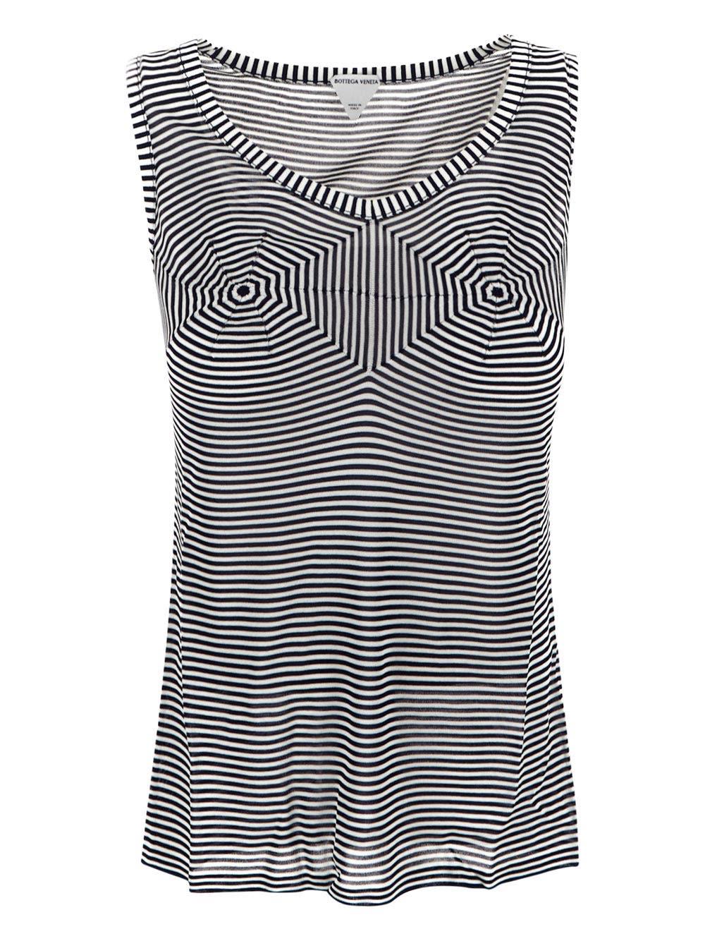 Shop Bottega Veneta Embroidered Viscose Tank Top In Navy, White