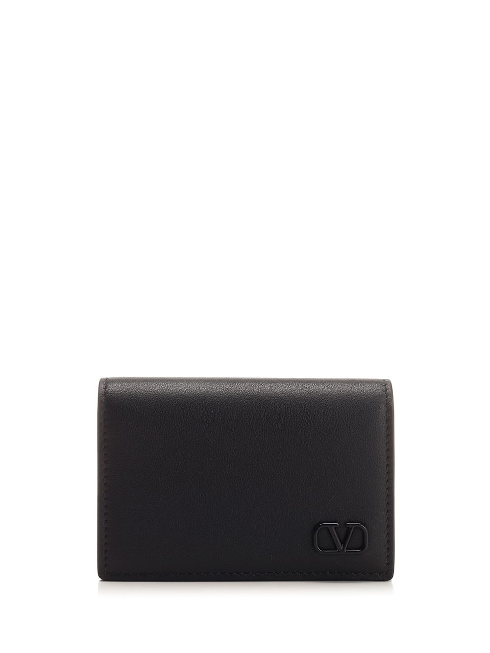 Shop Valentino Vlogo Signature Card Holder In Black