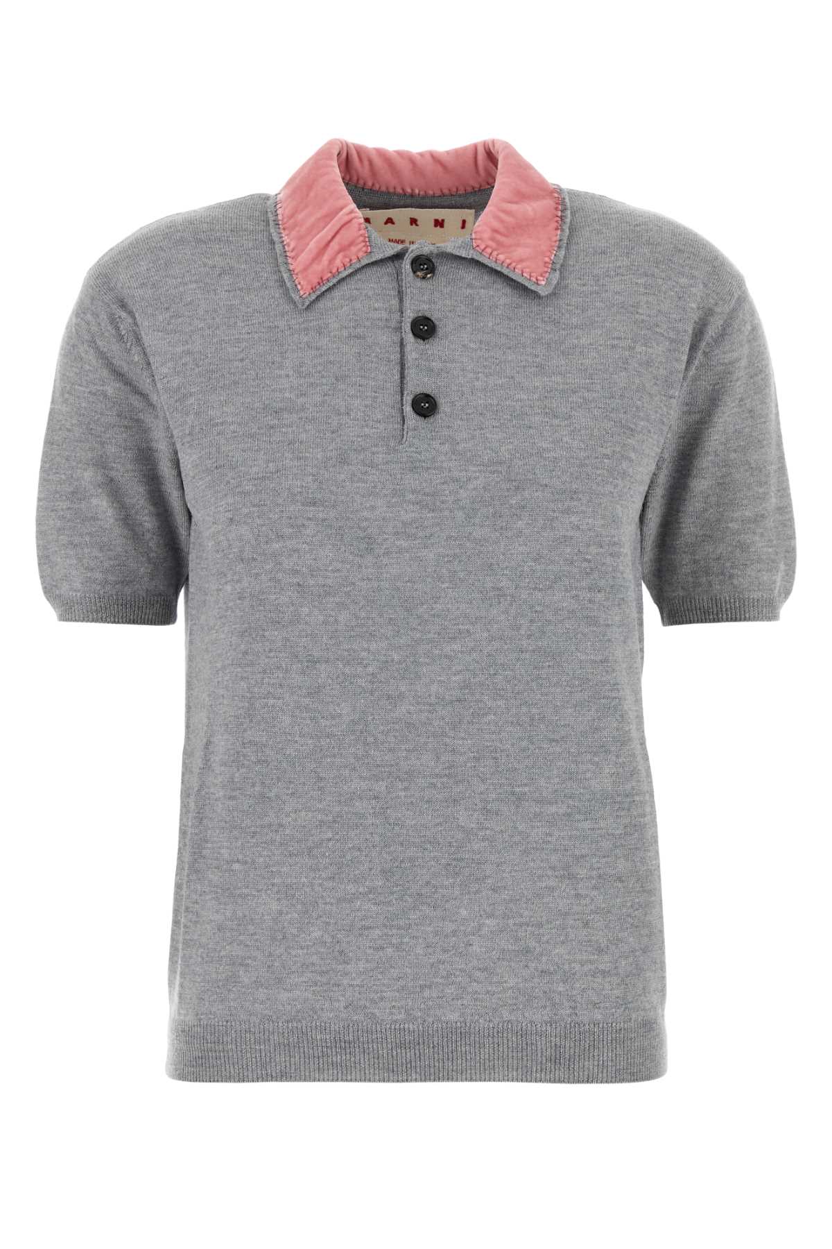 Grey Wool Polo Shirt