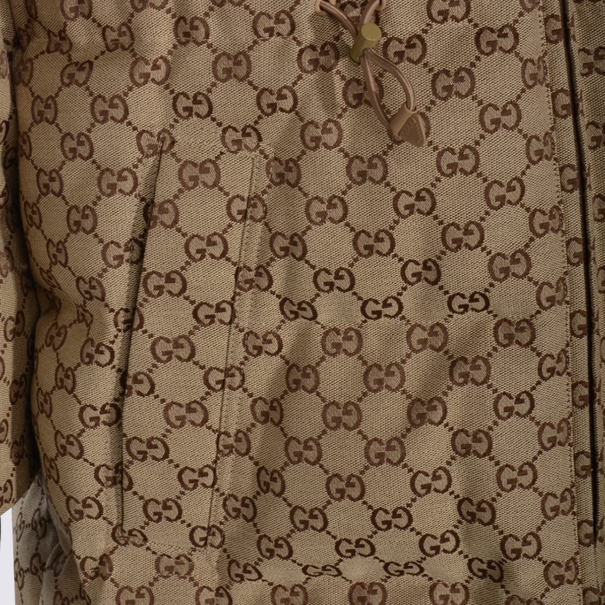 Gucci Beige Cotton Down Jacket In Brown