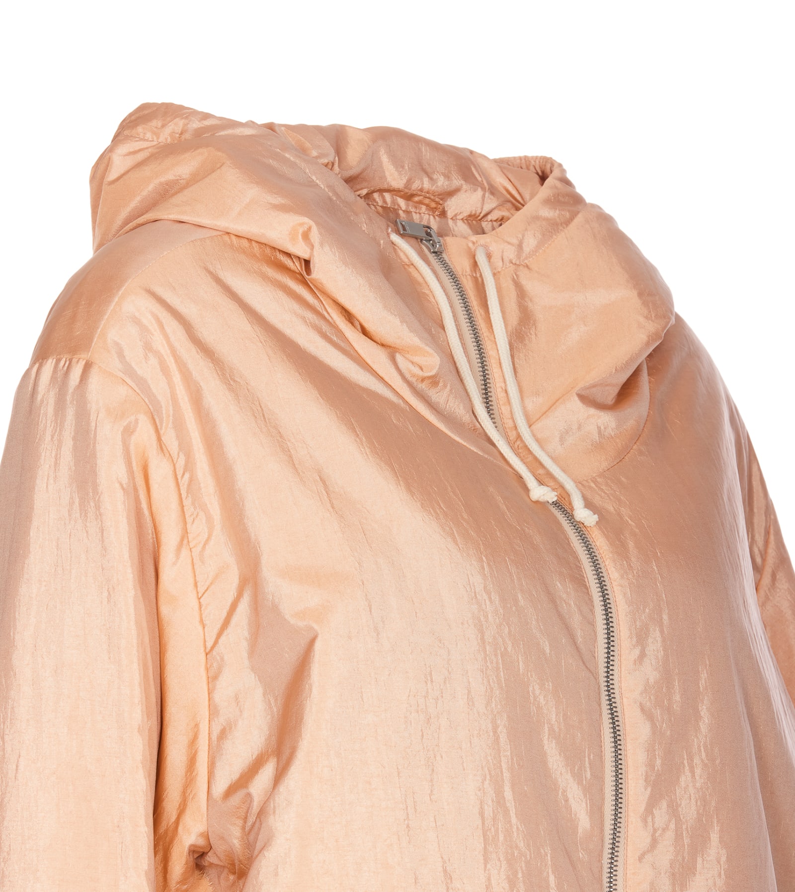 Jil Sander Blend Silk Zip-up Hooded Jacket In Pink