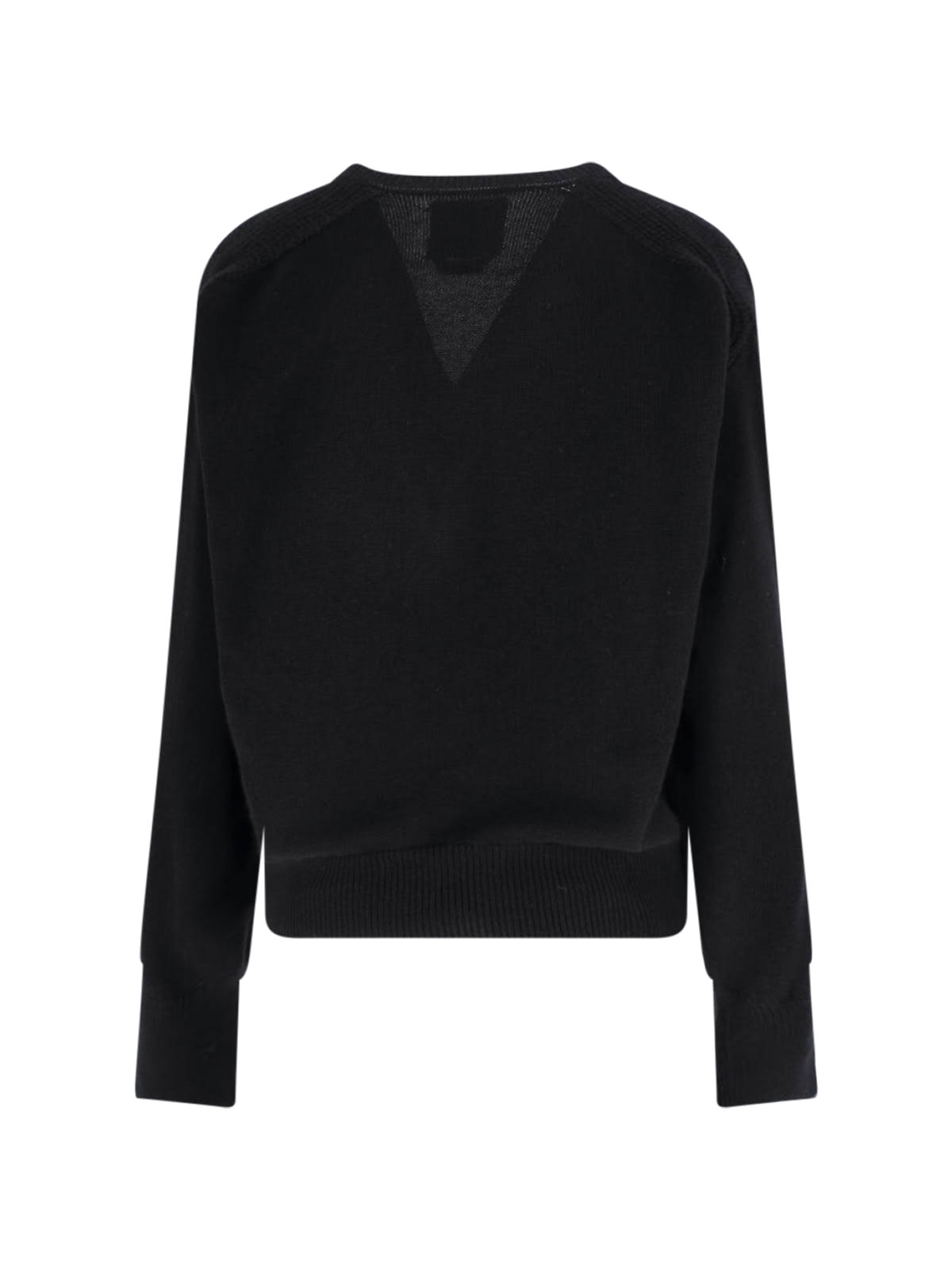 Sa Su Phi V Neck Knitwear Long Sleeve Ribbed Top In Black