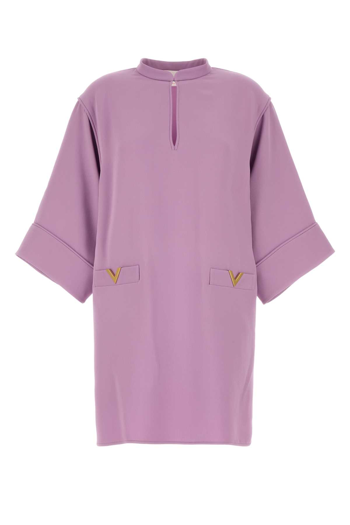 Valentino Cady Couture Mini Dress With V Gold Details In Purple