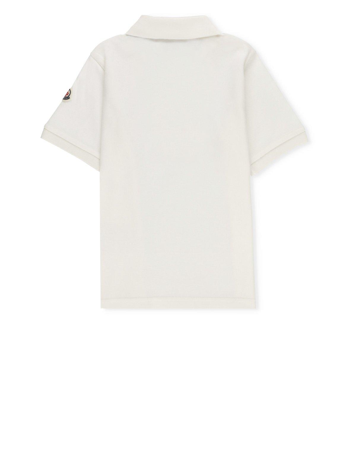 Shop Moncler Logo Detailed Short Sleeved Polo Shirt In White
