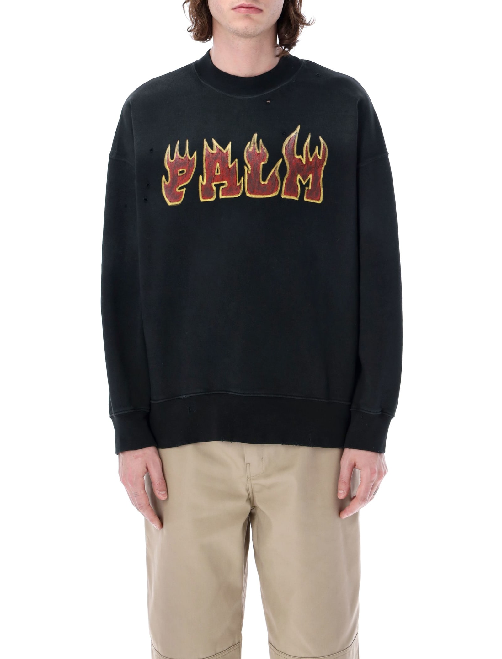 Palm Angels Logo Flames Vint Sweatshirt | Smart Closet