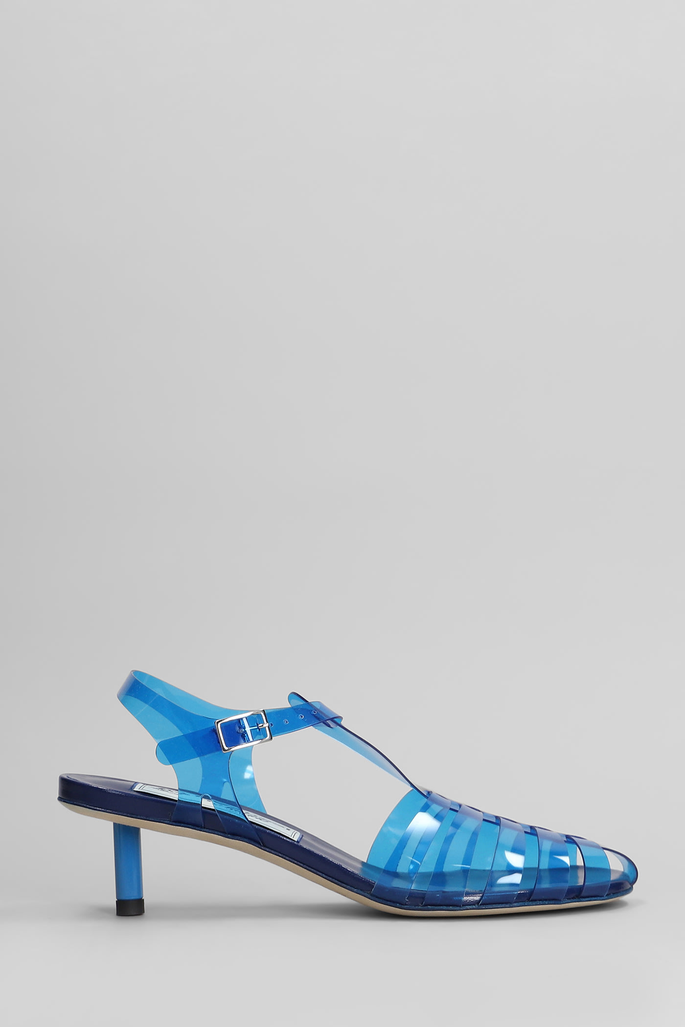 Jelly Kitten Heels Sandals In Blue Pvc