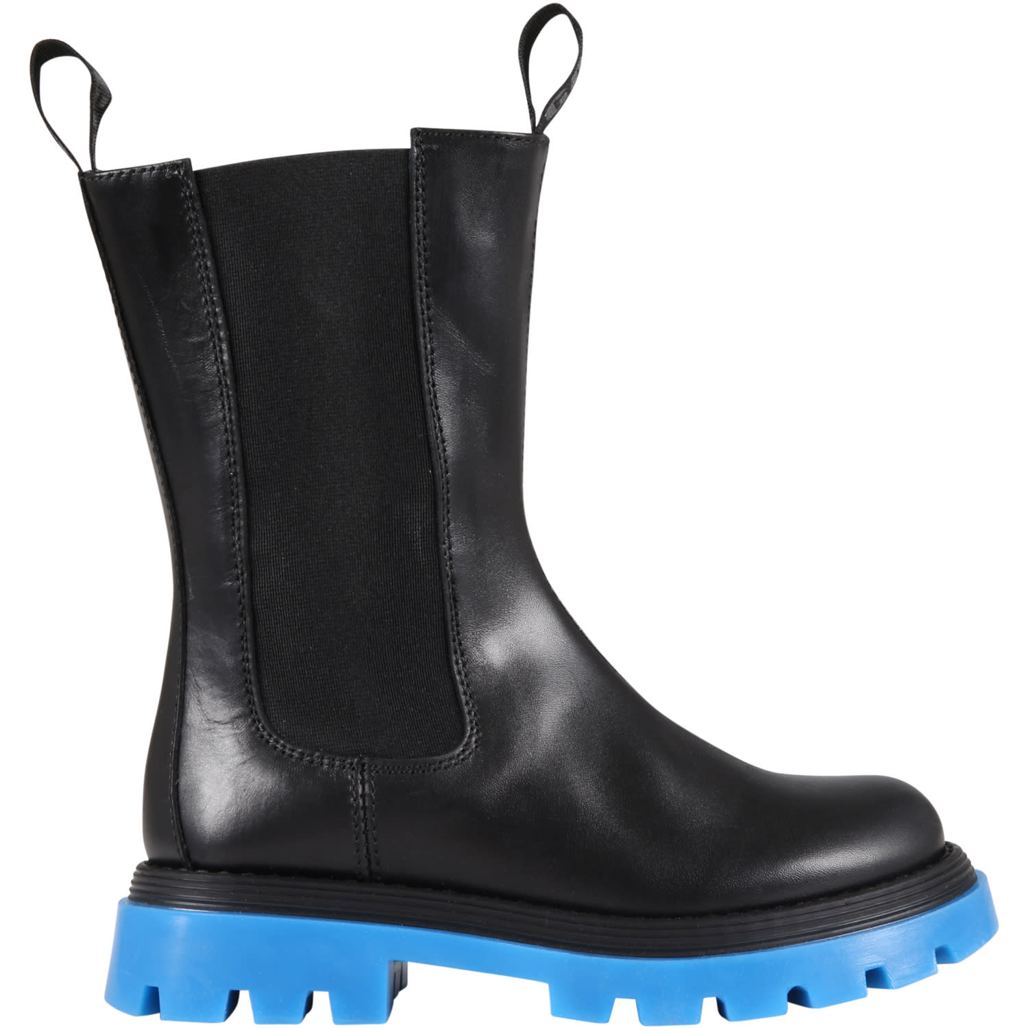 Gallucci Black Boots For Girl With Pink Chunky Sole