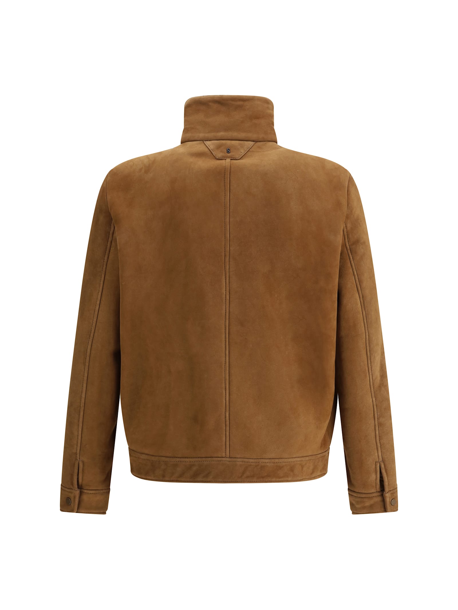 Salvatore Santoro Zip-front Suede Jacket In Brown
