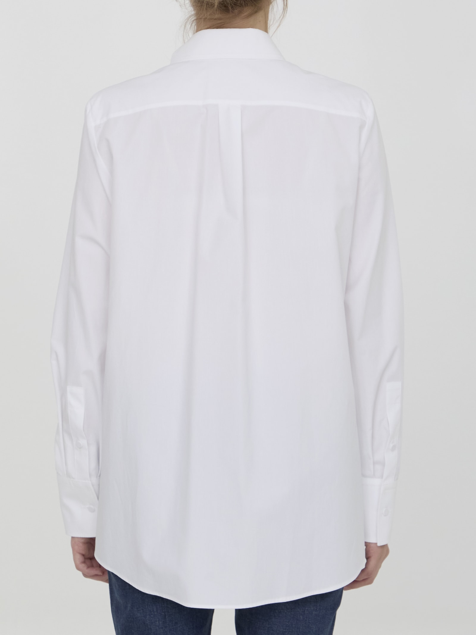 Shop Valentino Cotton Poplin Shirt In White