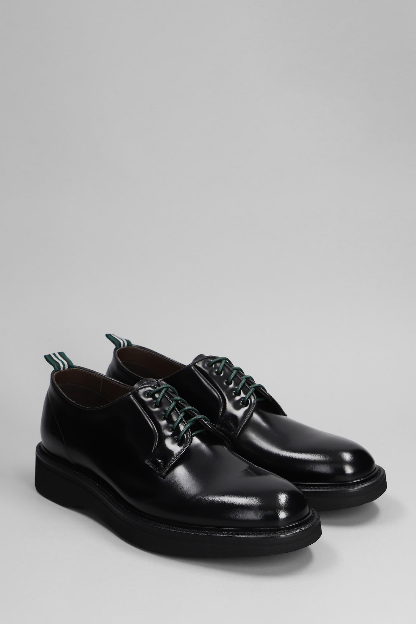 Shop Green George Lace Up Shoes In Black Leather