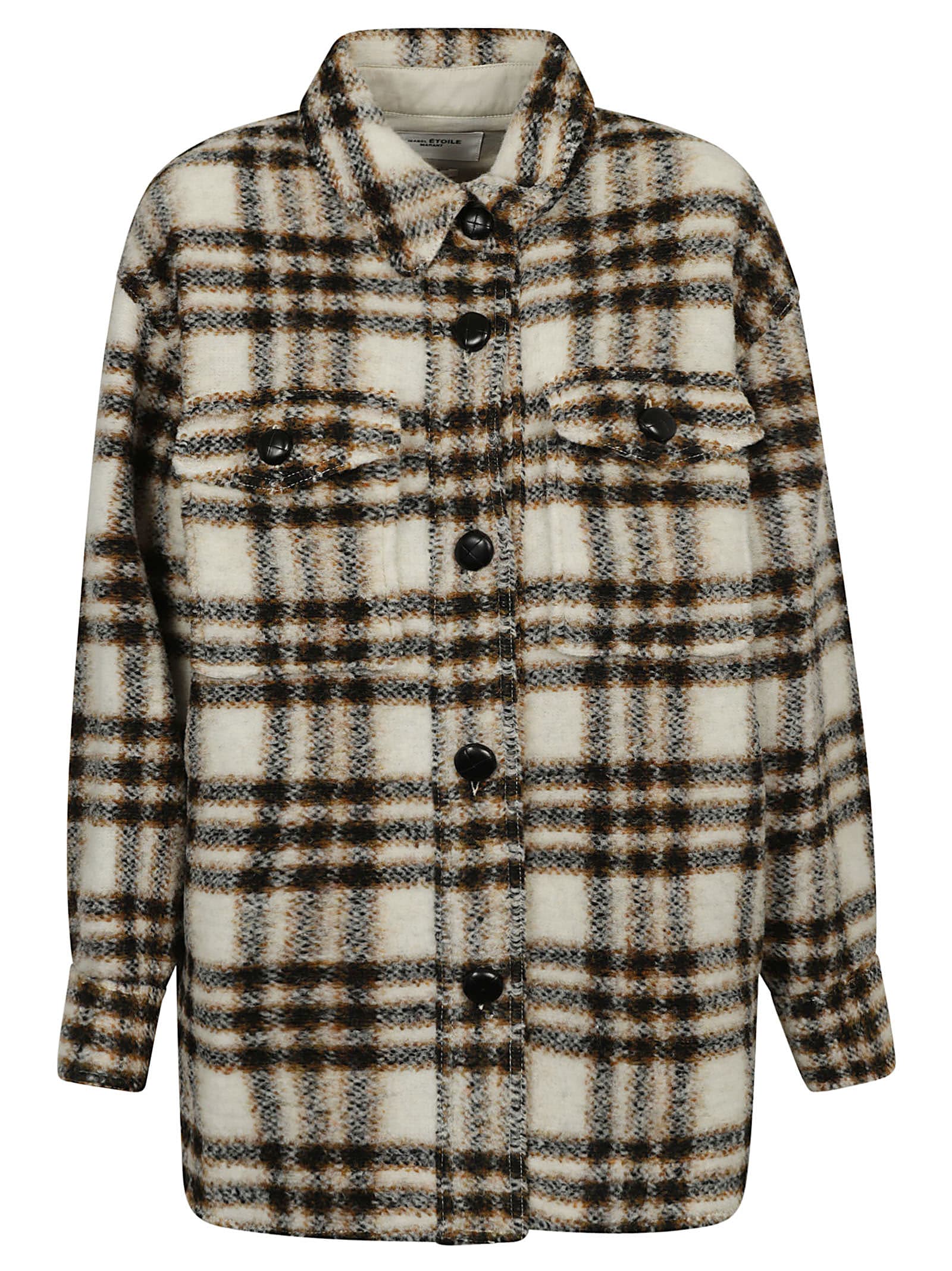 Isabel Marant Étoile Harveli Wool-blend Plaid Shirt Jacket In Ecru