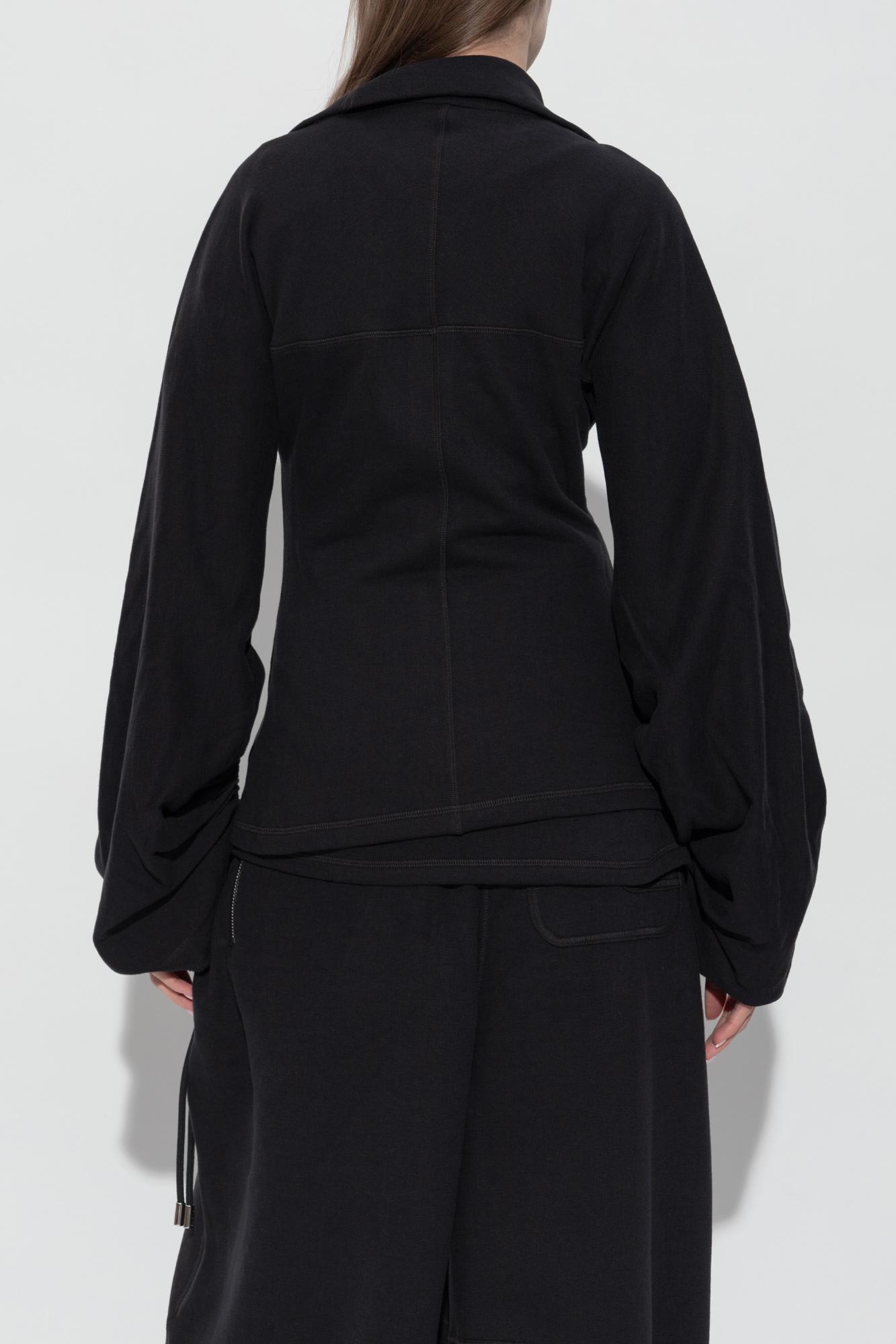 Lanvin Tailored Zip Jacket With High Collar And Pockets In Black