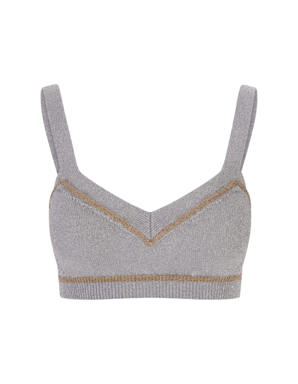 RABANNE GOLD AND SILVER CROP TOP