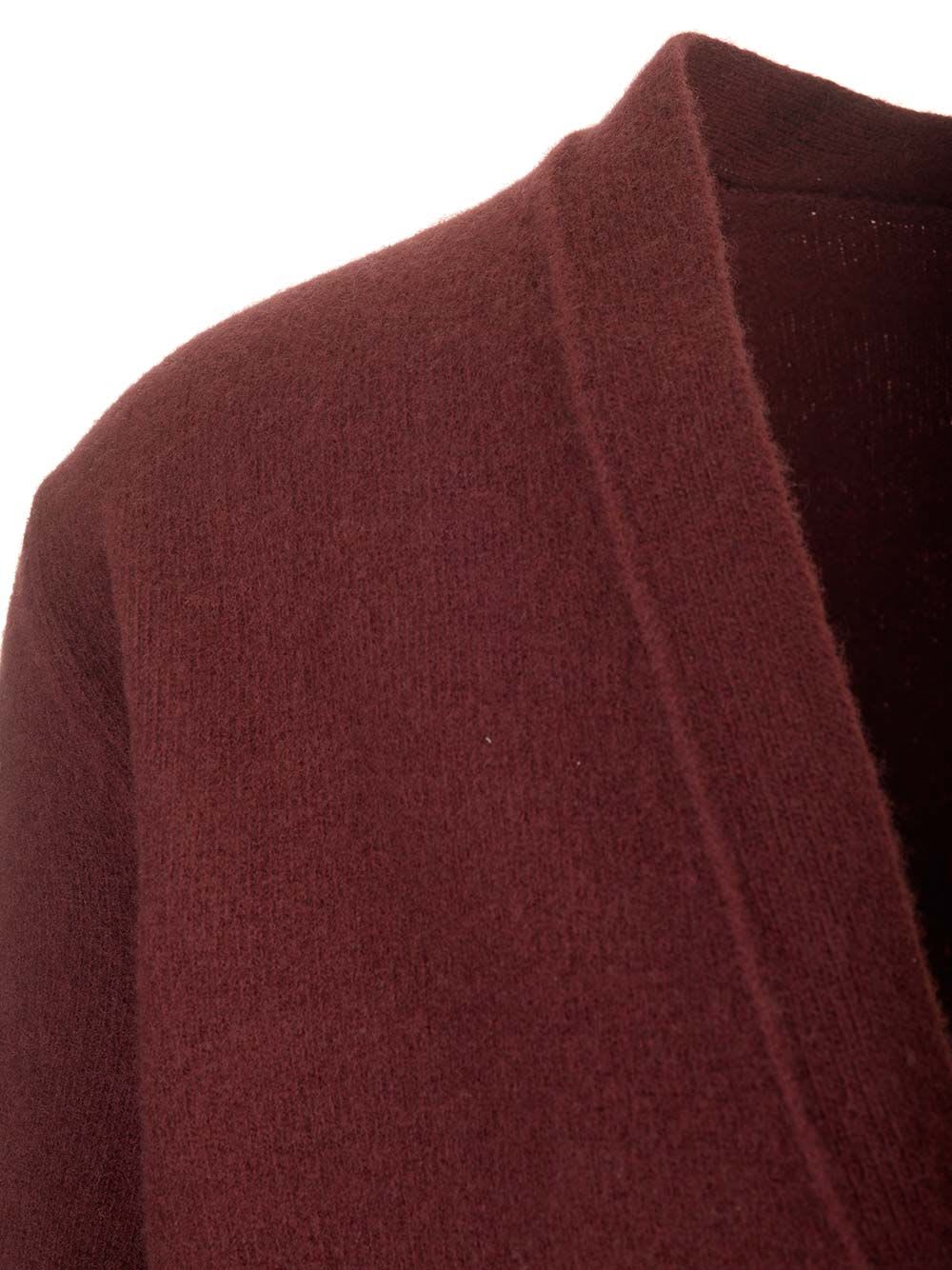 Shop Maison Margiela Lambswool Cardigan In Bordeaux