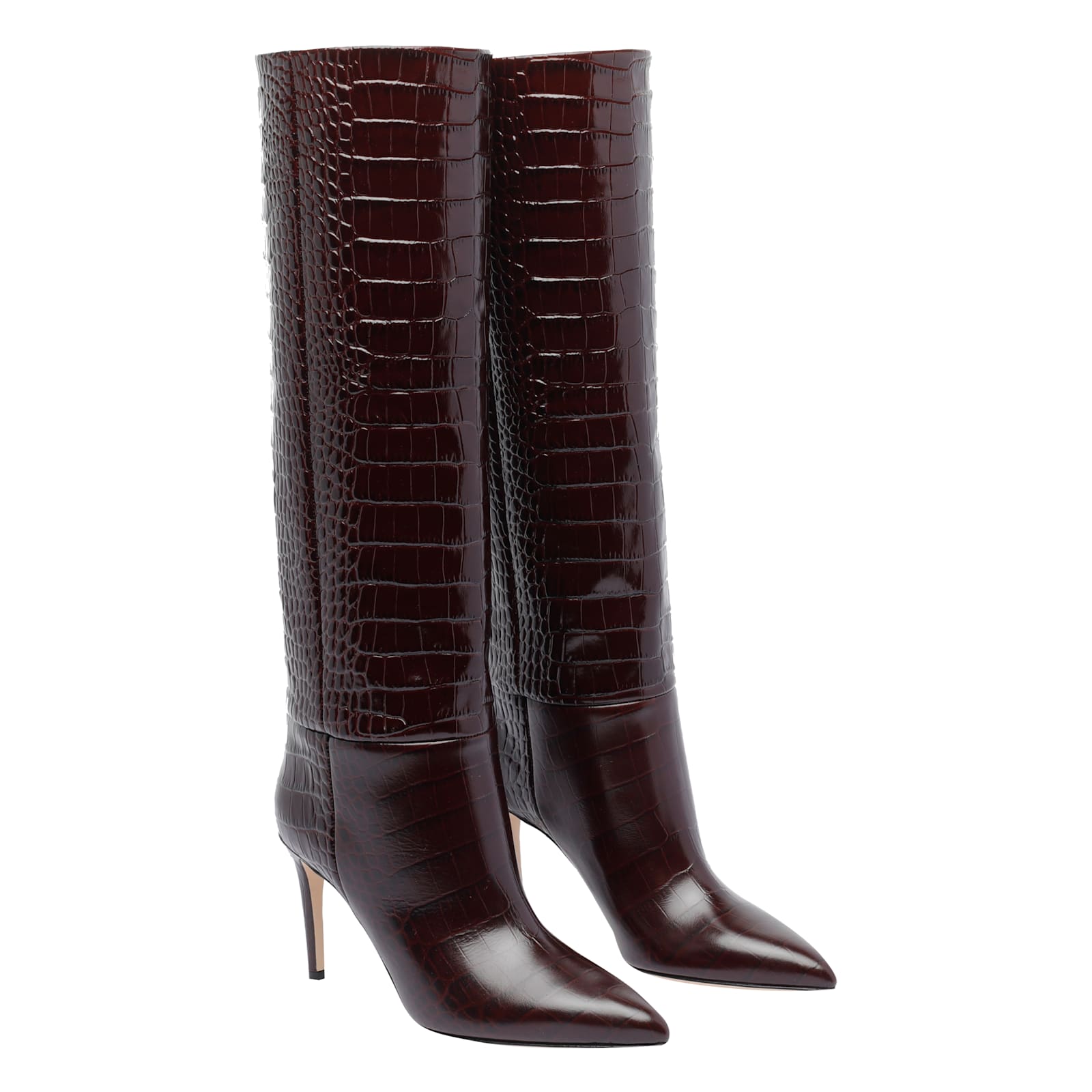 Paris Texas Stiletto Boot High Heels Boots In Bordeaux Leather In Red