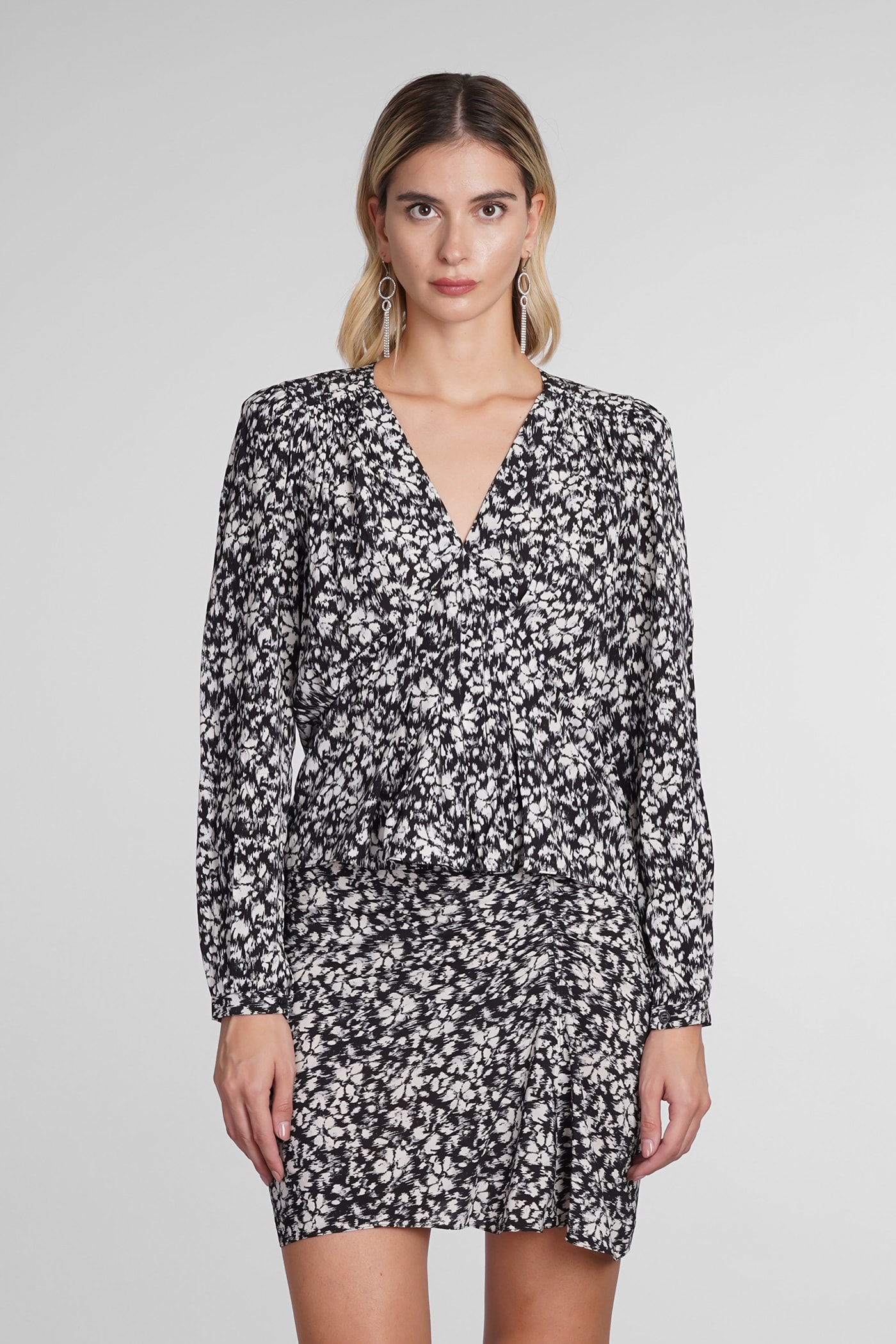 Isabel Marant Étoile Eddy Printed Viscose Blouse In Black