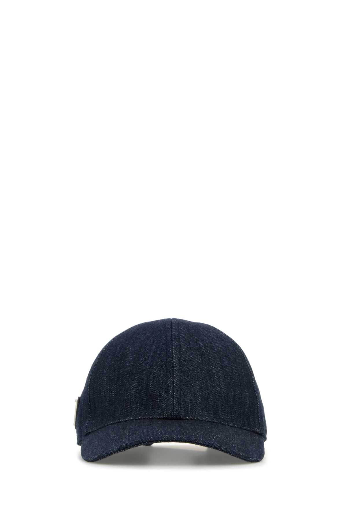 Prada Denim Baseball Cap In Blue