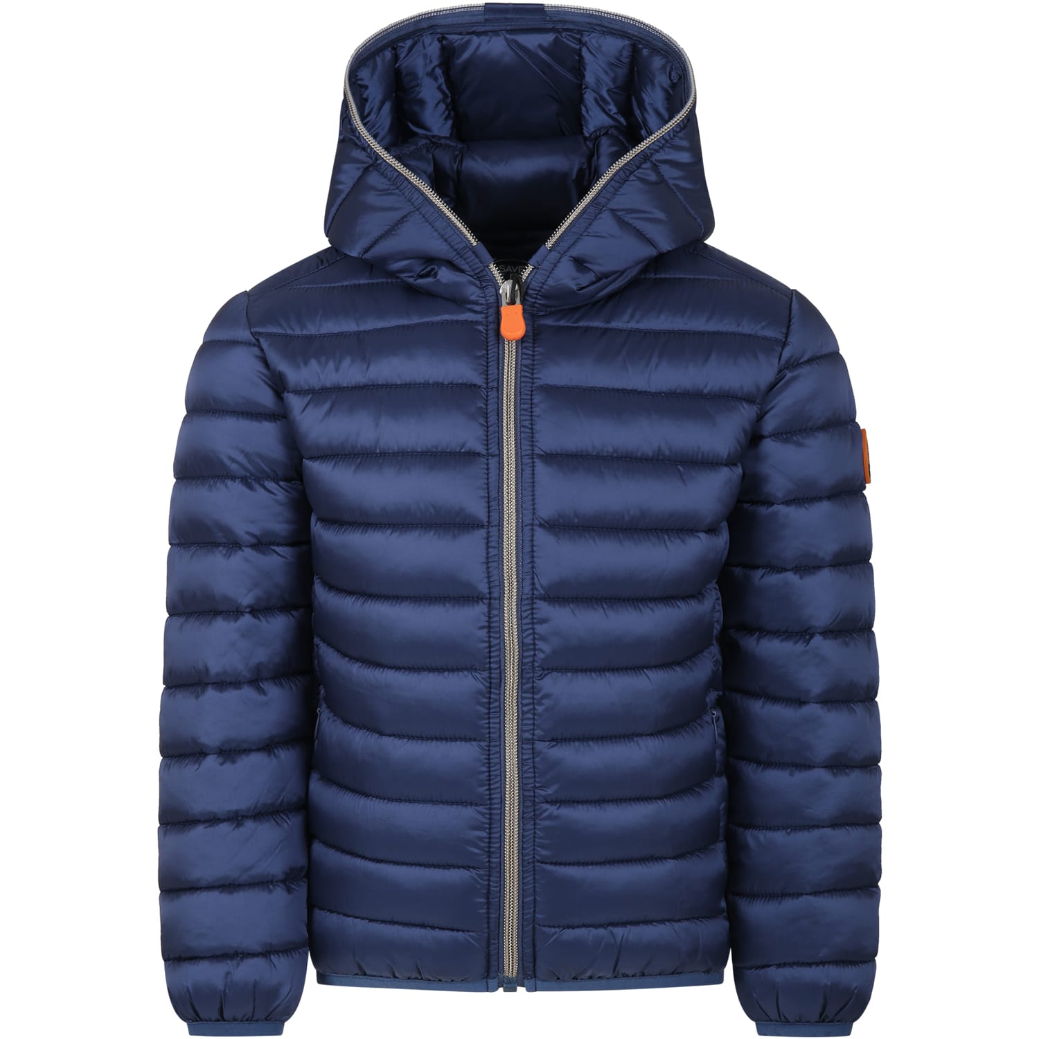 Save The Duck Kids' Blue Down Jacket For Girl With Logo
