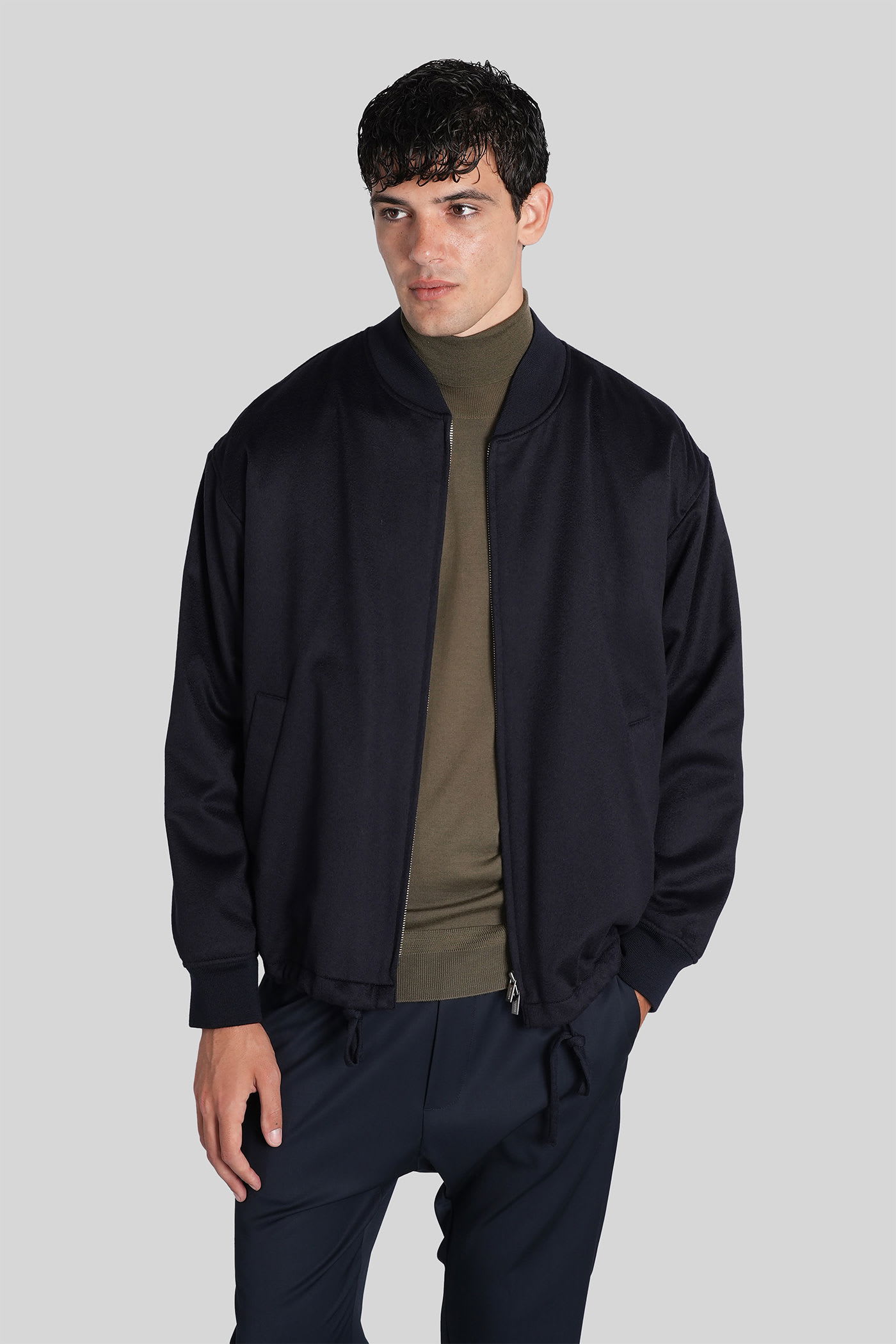 Barena Venezia Giare Bomber Jacket In Blue Wool In Blue