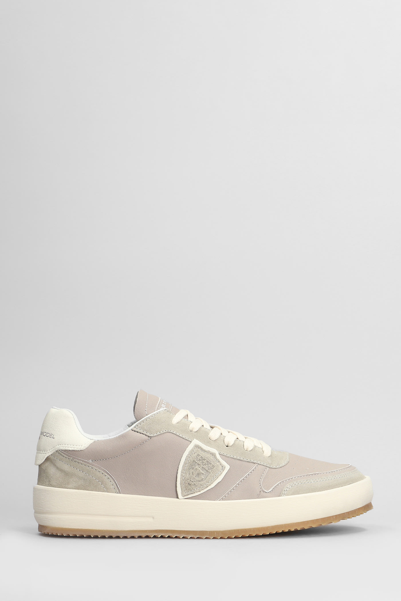 PHILIPPE MODEL NICE LOW SNEAKERS IN GREY SUEDE AND LEATHER 