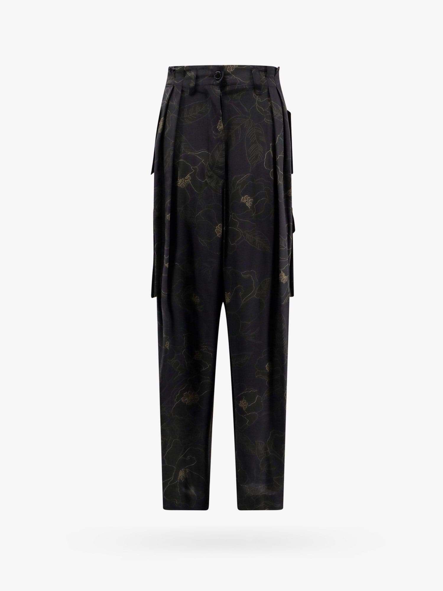 Shop Dries Van Noten Silk Cargo Trouser In Black