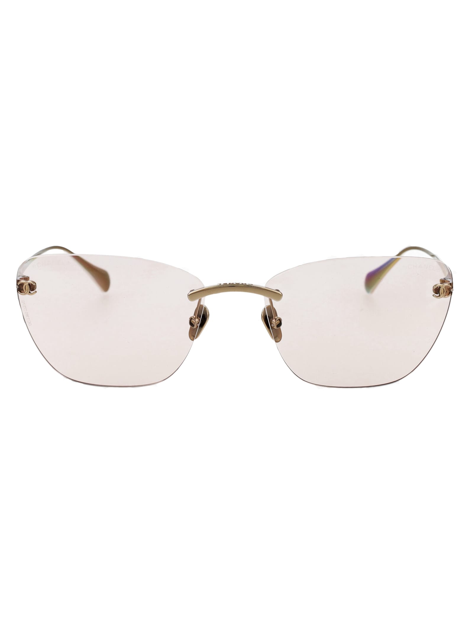 Pre-owned Chanel 0ch4286st Sunglasses In Pale Gold Blue Light Filter Light Brown