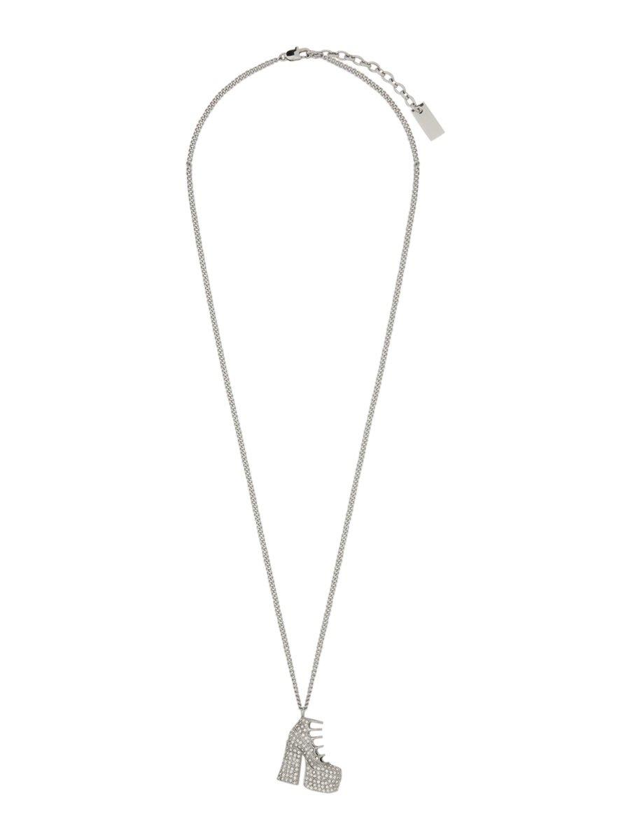 Shop Marc Jacobs The Pave Kiki Boot Necklace In Silver