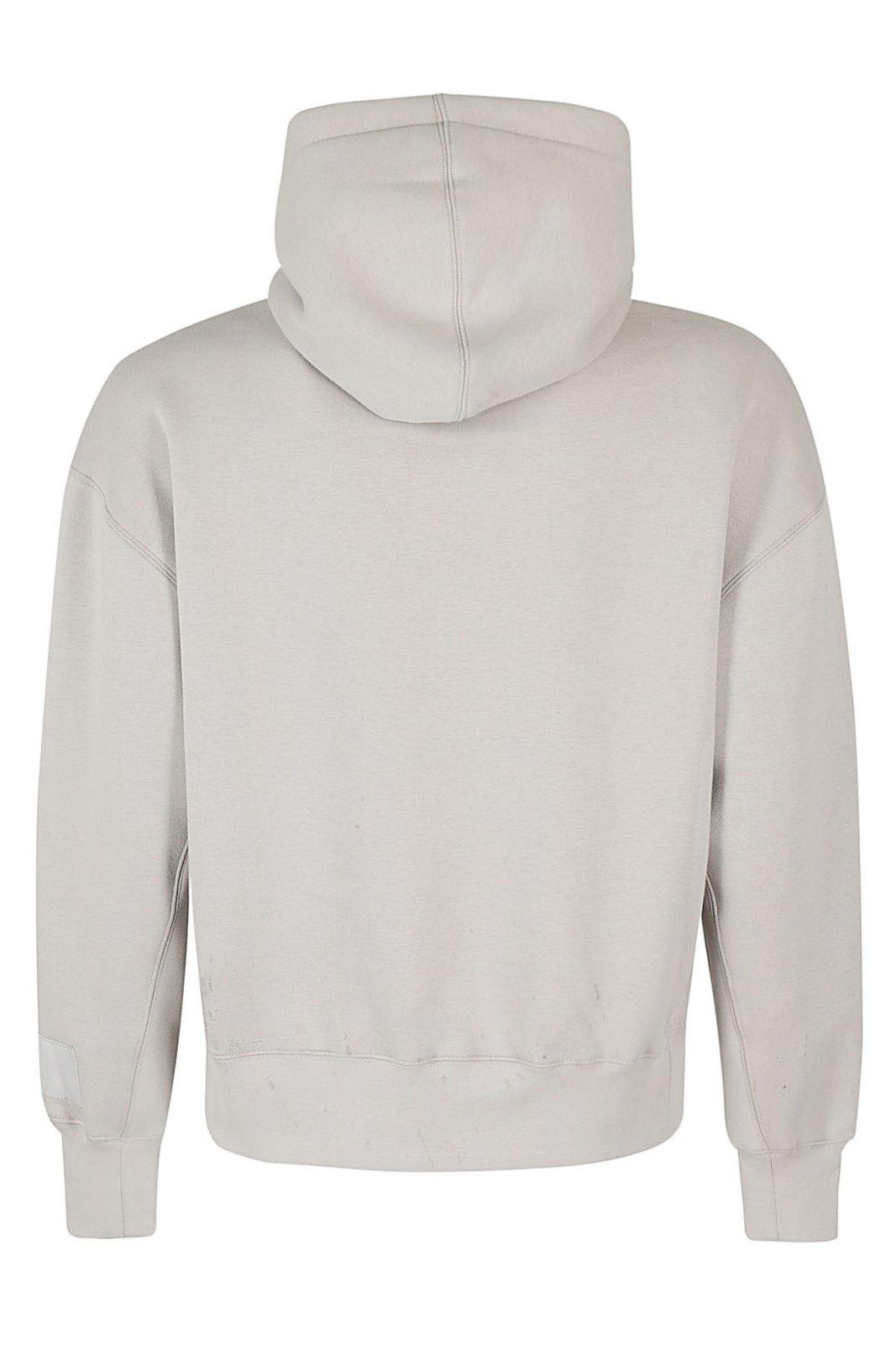 Shop Ami Alexandre Mattiussi Long Sleeved Drawstring Hoodie In Grey