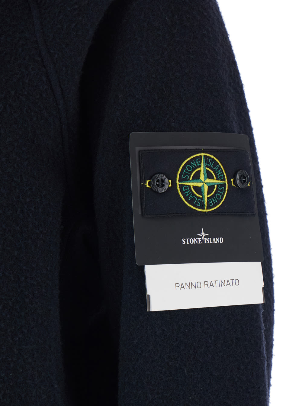 Stone Island Blue Jacket With Fixed Hood And Logo Patch On The Sleeve In Fleece Man In Blue