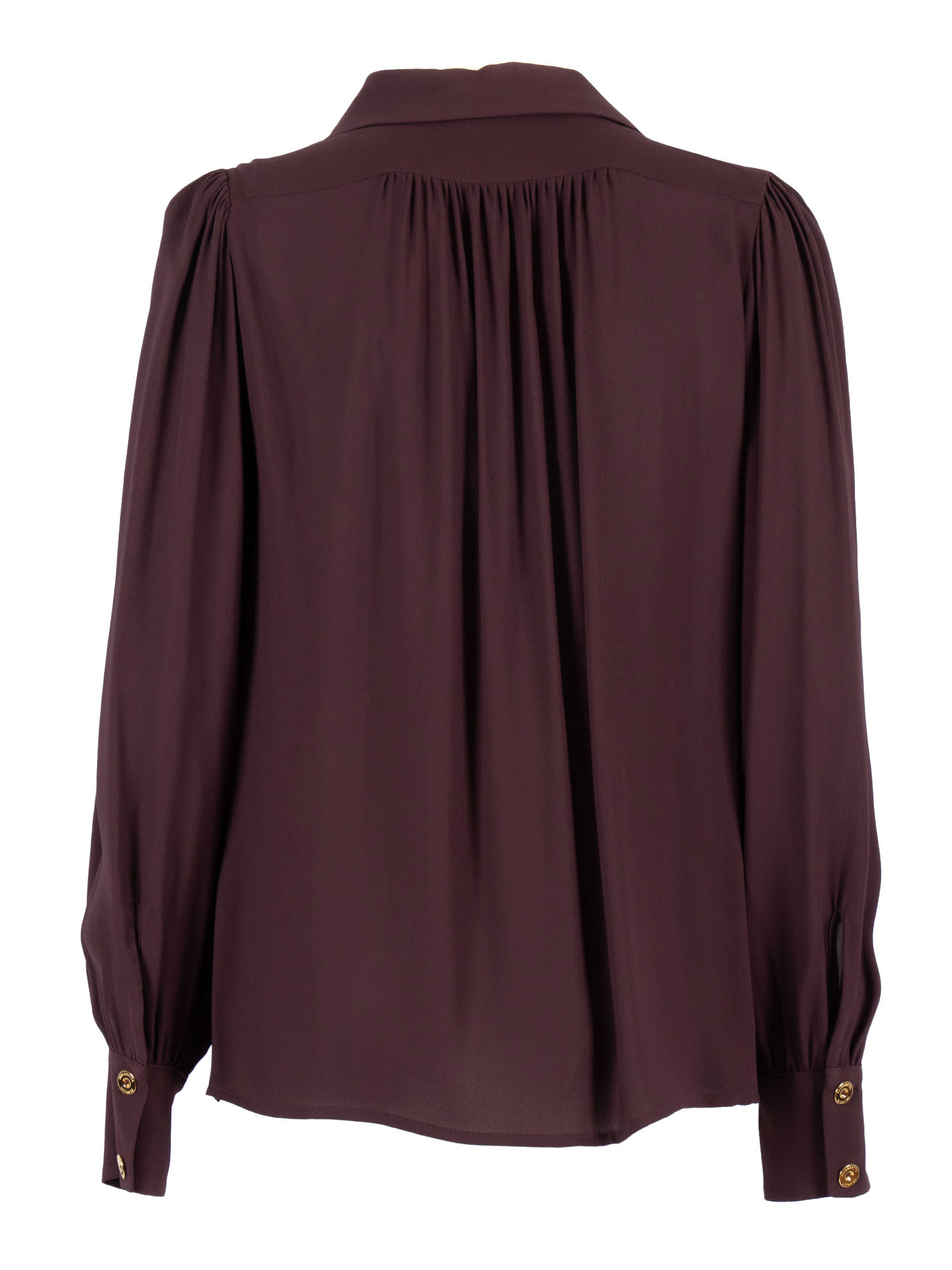 Elisabetta Franchi Logo Metal Detail Collar Shirt In Burgundy