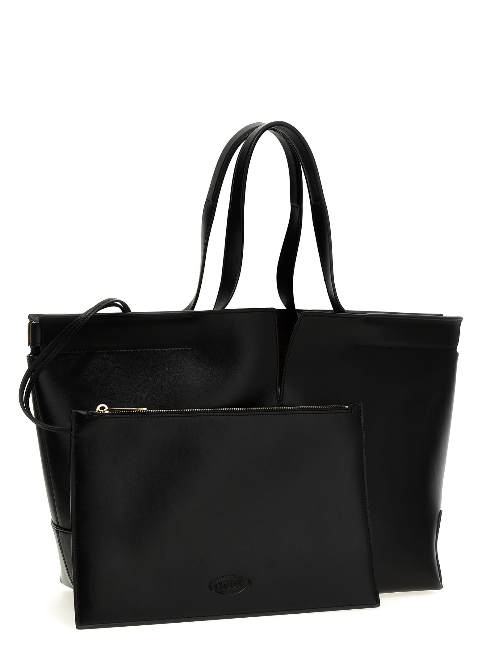 Tod's Di Bag Folio Leather Shopping Bag In Black