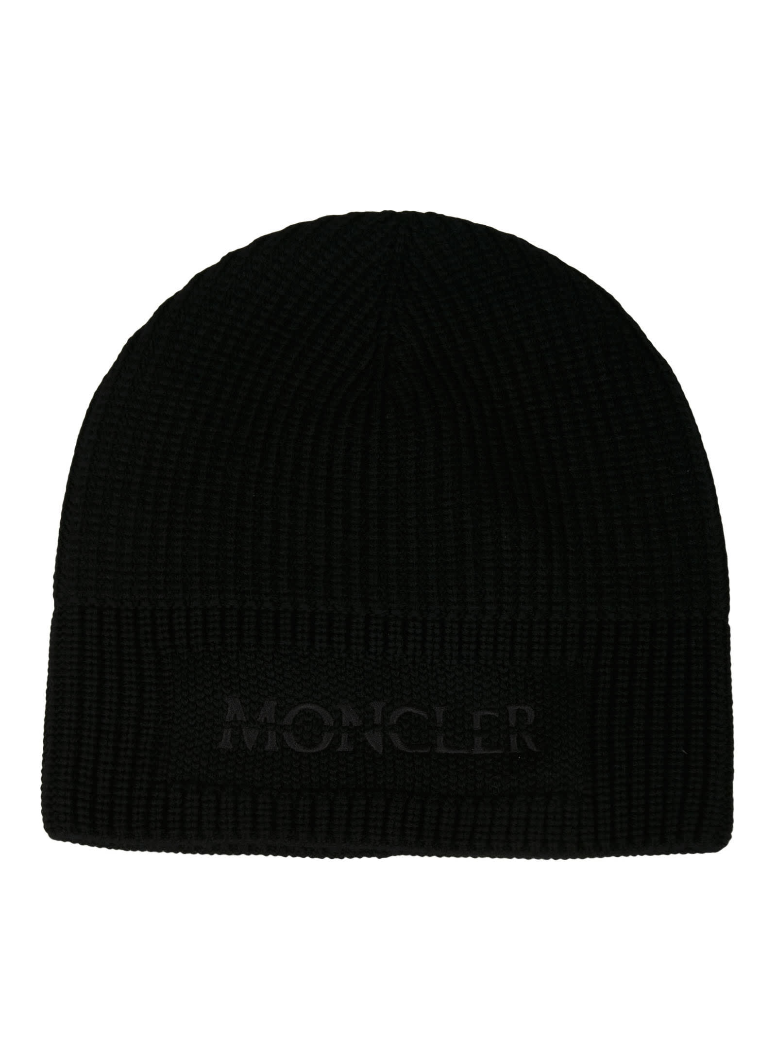 Moncler Logo Embroidered Ribbed Beanie