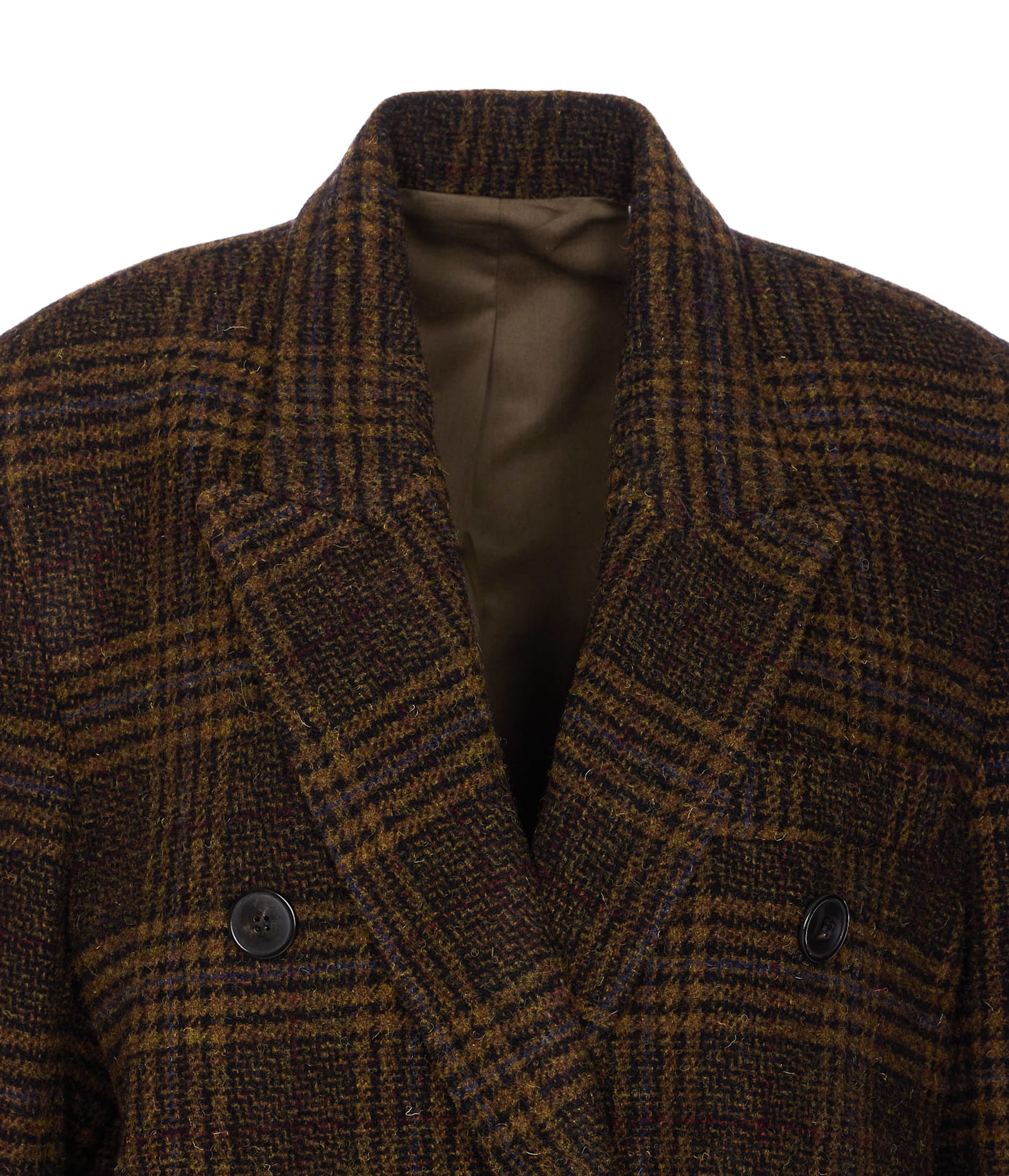 Isabel Marant Étoile Long Checked Double-breasted Coat Pockets In Burgundy