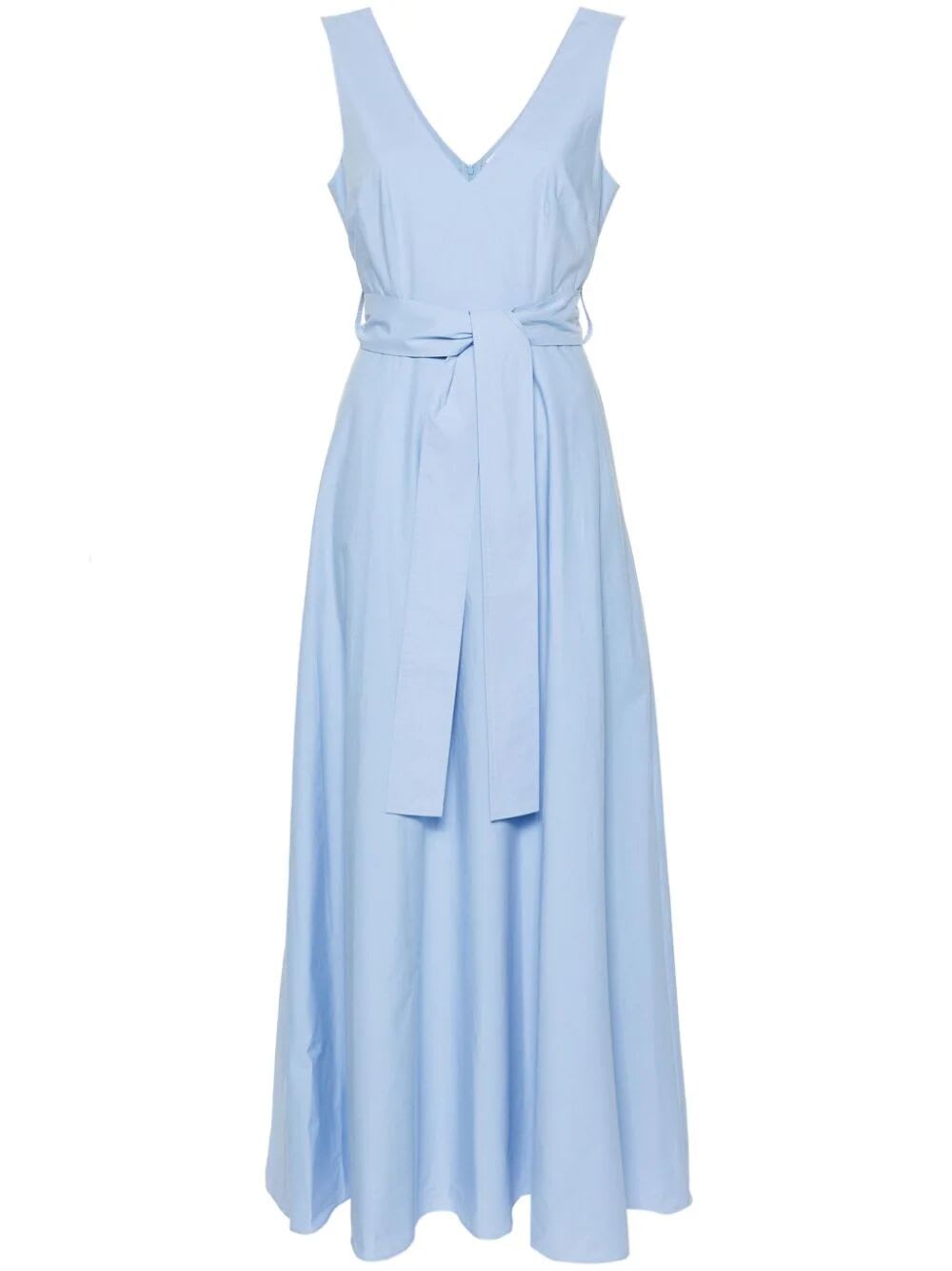 Shop P.a.r.o.s.h Wide Shoulder Dress In Light Blue Dust