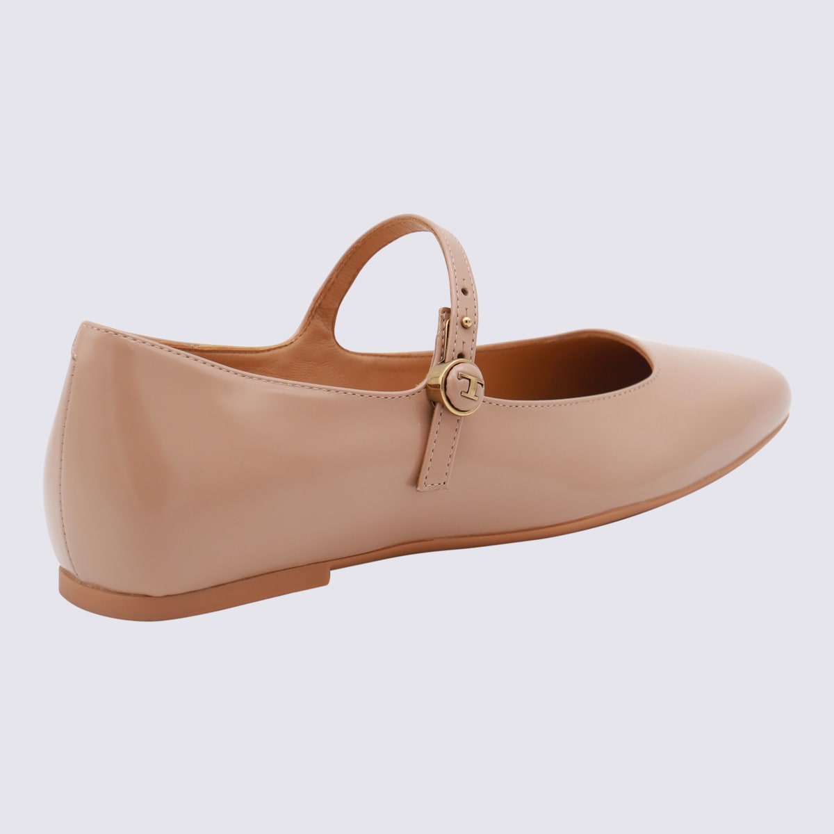 Shop Tod's Pink Leather Flats In Rosa Granito