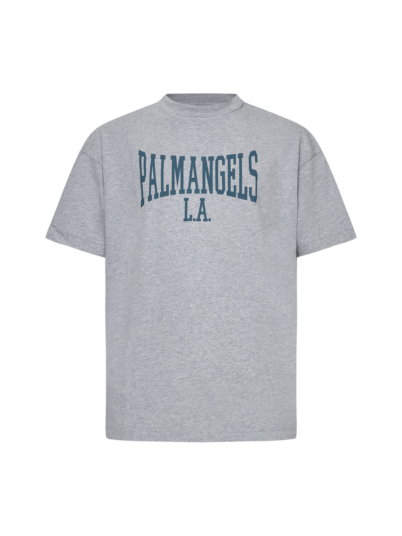 Shop Palm Angels T-shirt In Melange Grey Petrol