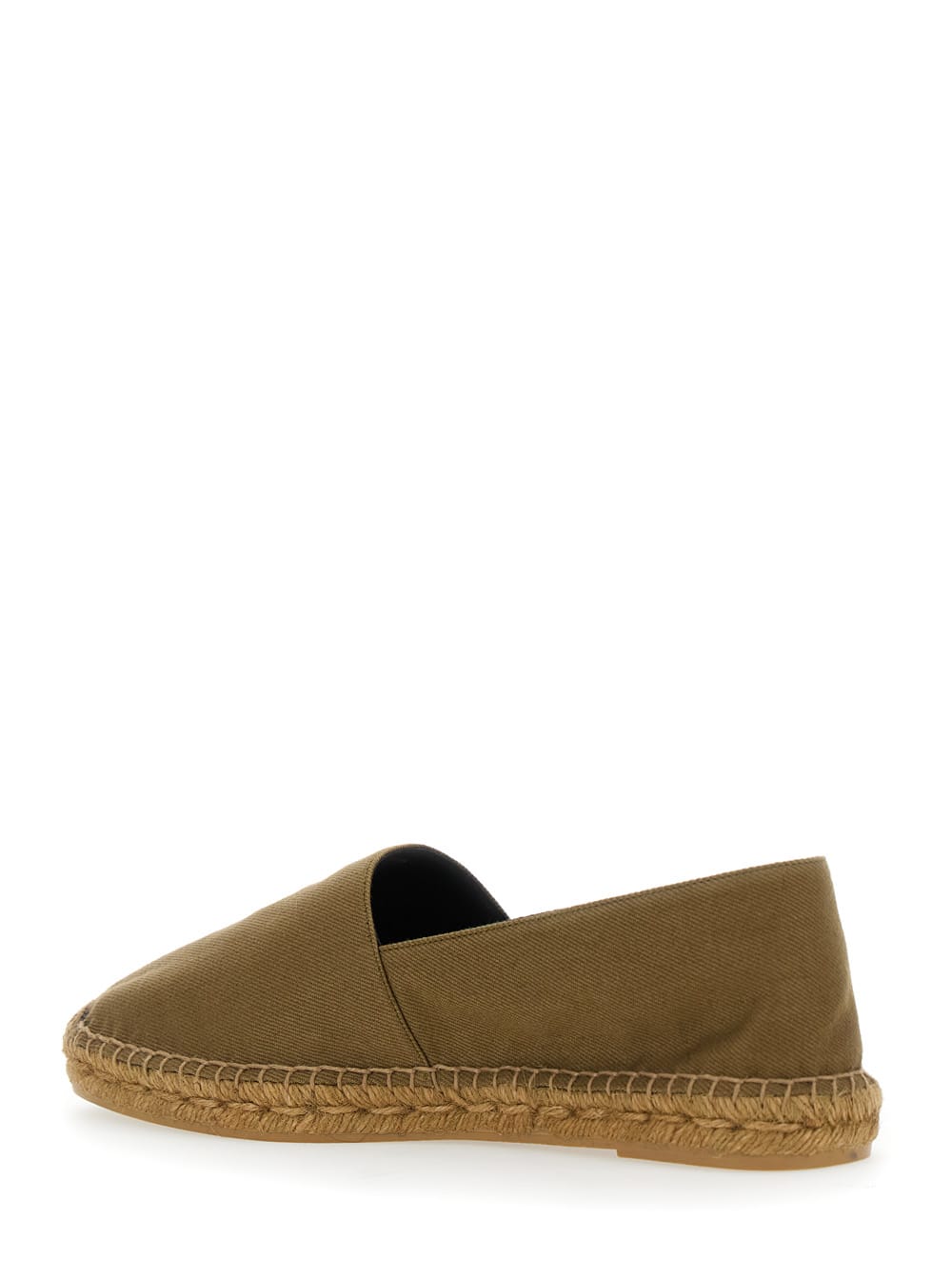 Saint Laurent Brown Espadrilles With Tonal Cassandre Embroidery On The Side And Almond Toe In Cotton Man In Brown
