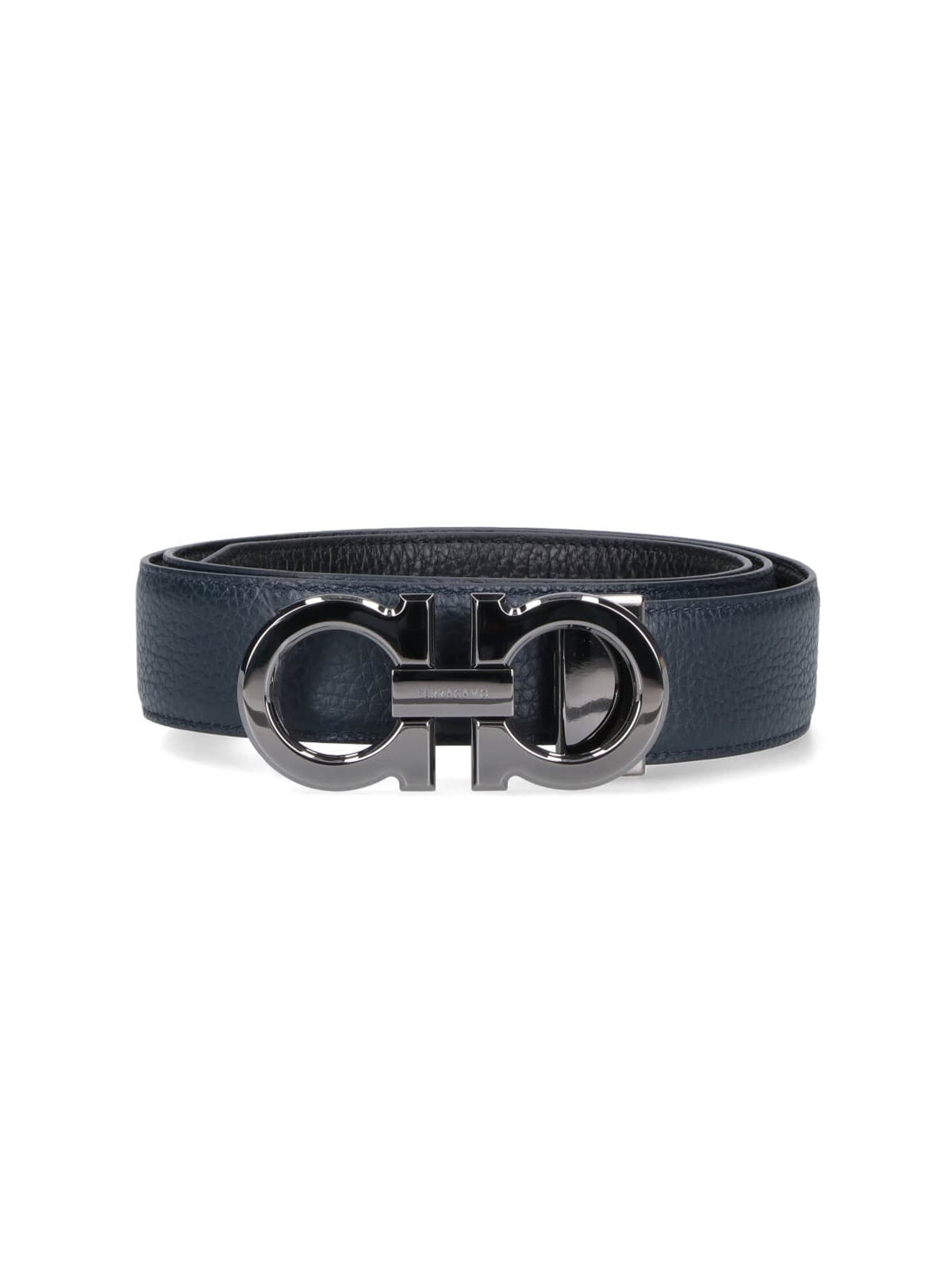 Ferragamo Gancini Reversible Belt In Black